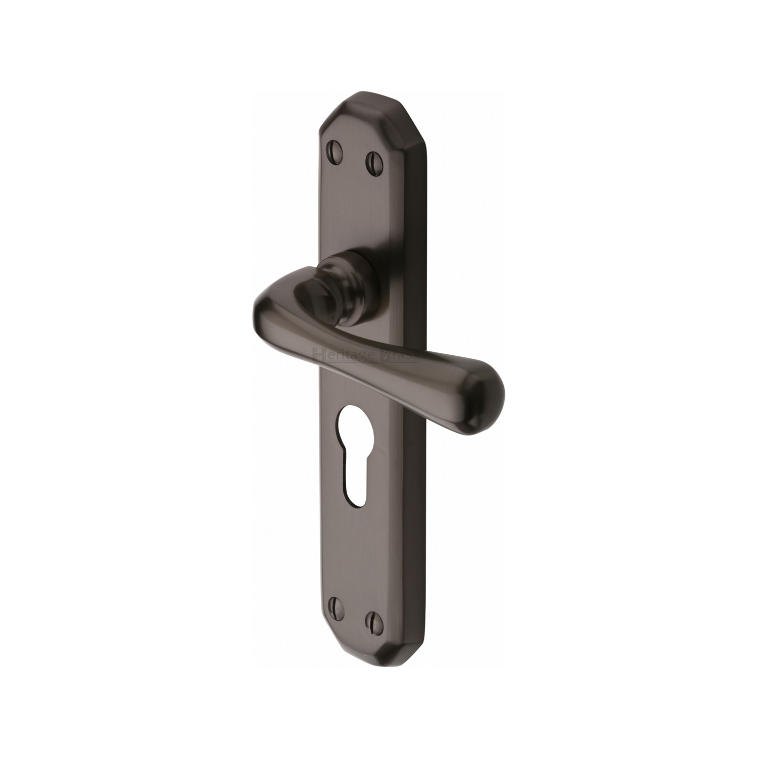 Heritage Brass Door Handle for Euro Profile Plate Charlbury Design