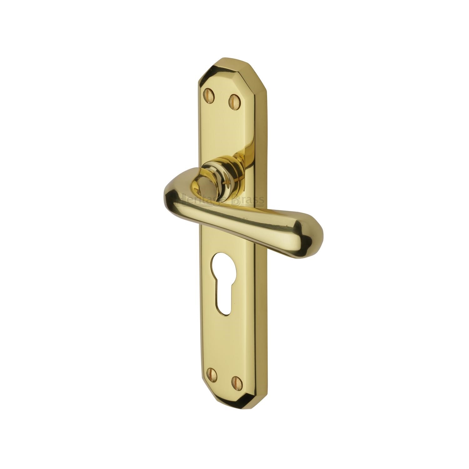 Heritage Brass Door Handle for Euro Profile Plate Charlbury Design