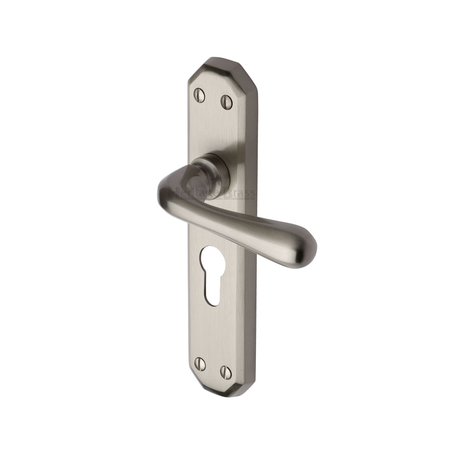 Heritage Brass Door Handle for Euro Profile Plate Charlbury Design