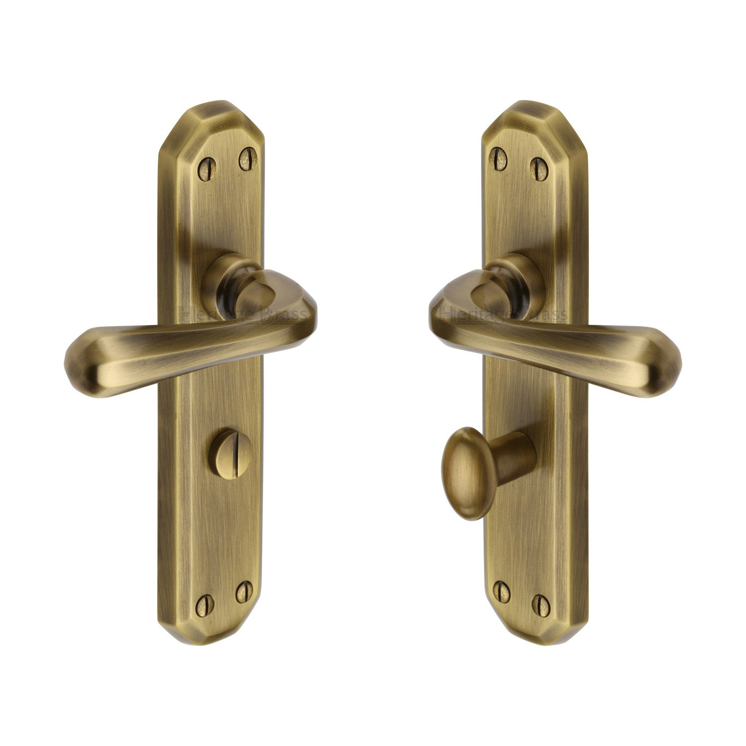 Heritage Brass Door Handle for Bathroom Charlbury Design