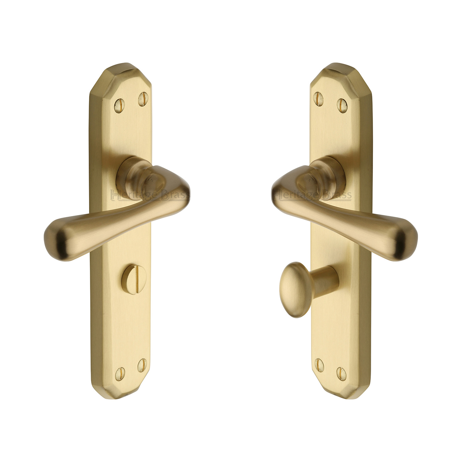 Heritage Brass Door Handle for Bathroom Charlbury Design