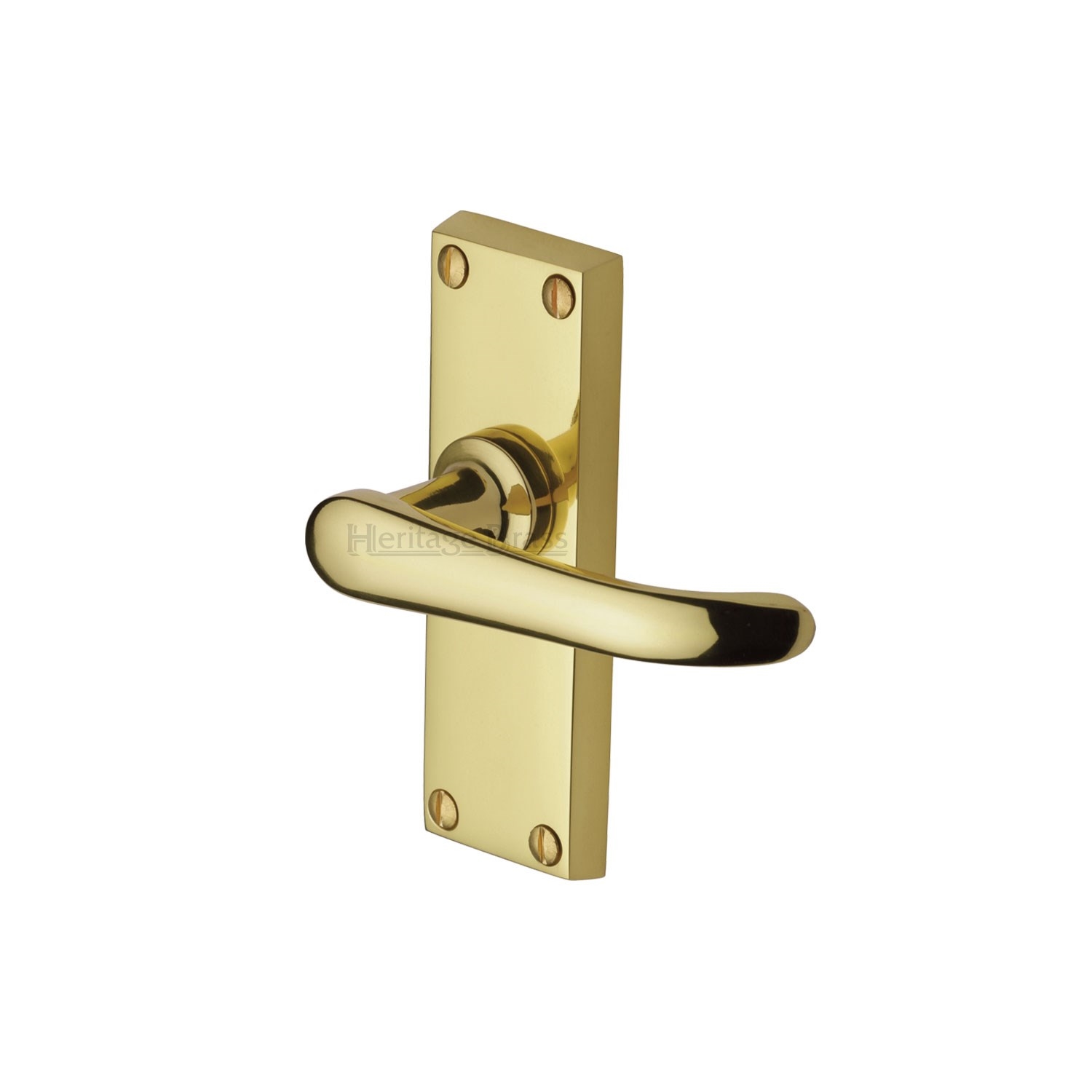 Heritage Brass Door Handle Lever Latch Windsor Short Design