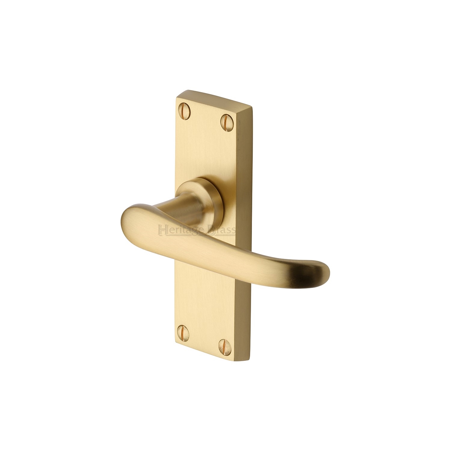 Heritage Brass Door Handle Lever Latch Windsor Short Design
