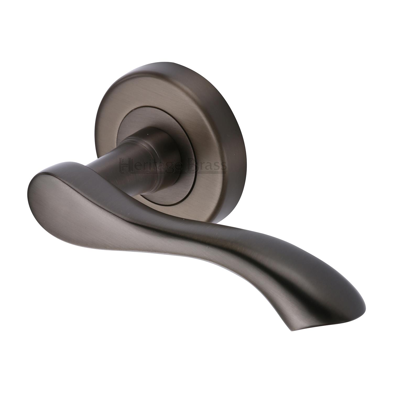 Heritage Brass Door Handle Lever Latch on Round Rose Algarve Design