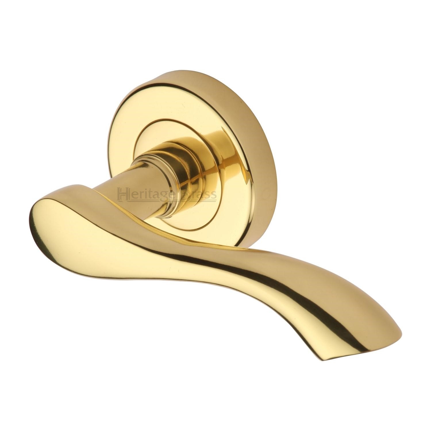 Heritage Brass Door Handle Lever Latch on Round Rose Algarve Design