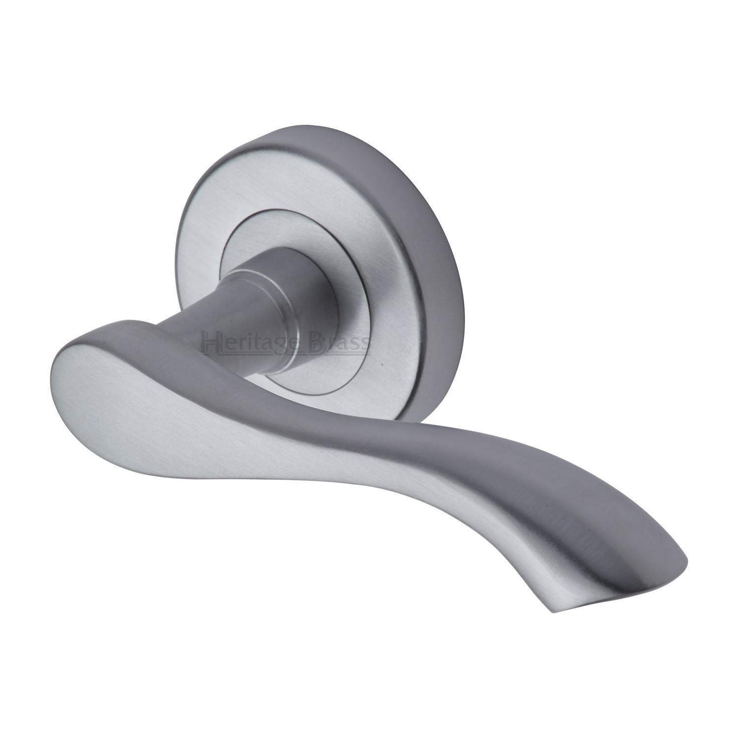 Heritage Brass Door Handle Lever Latch on Round Rose Algarve Design