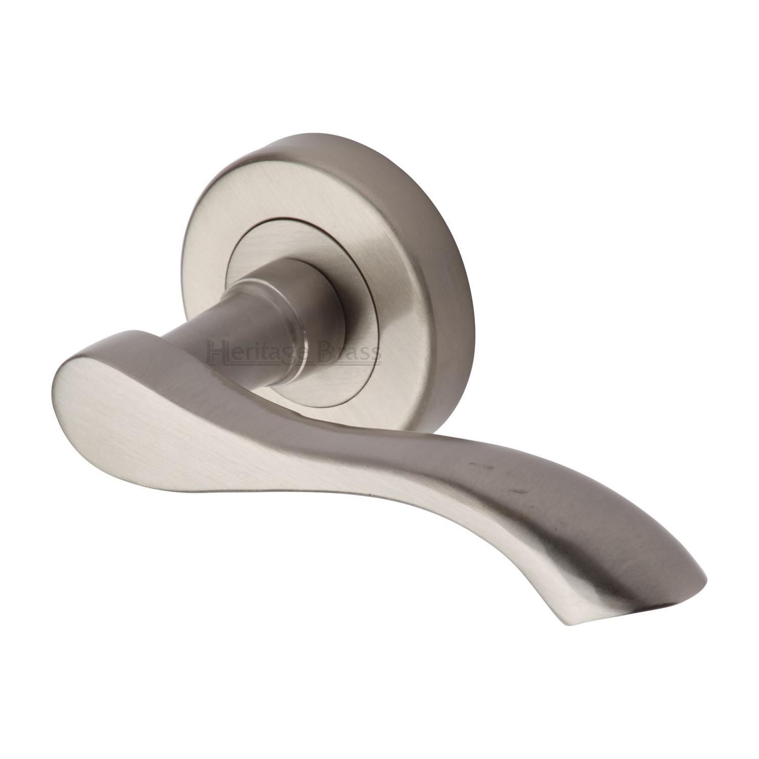Heritage Brass Door Handle Lever Latch on Round Rose Algarve Design