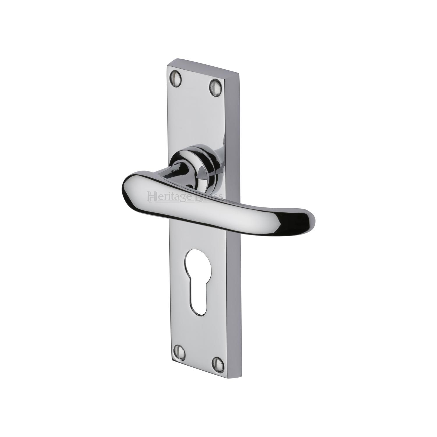 Heritage Brass Door Handle for Euro Profile Plate Windsor Design