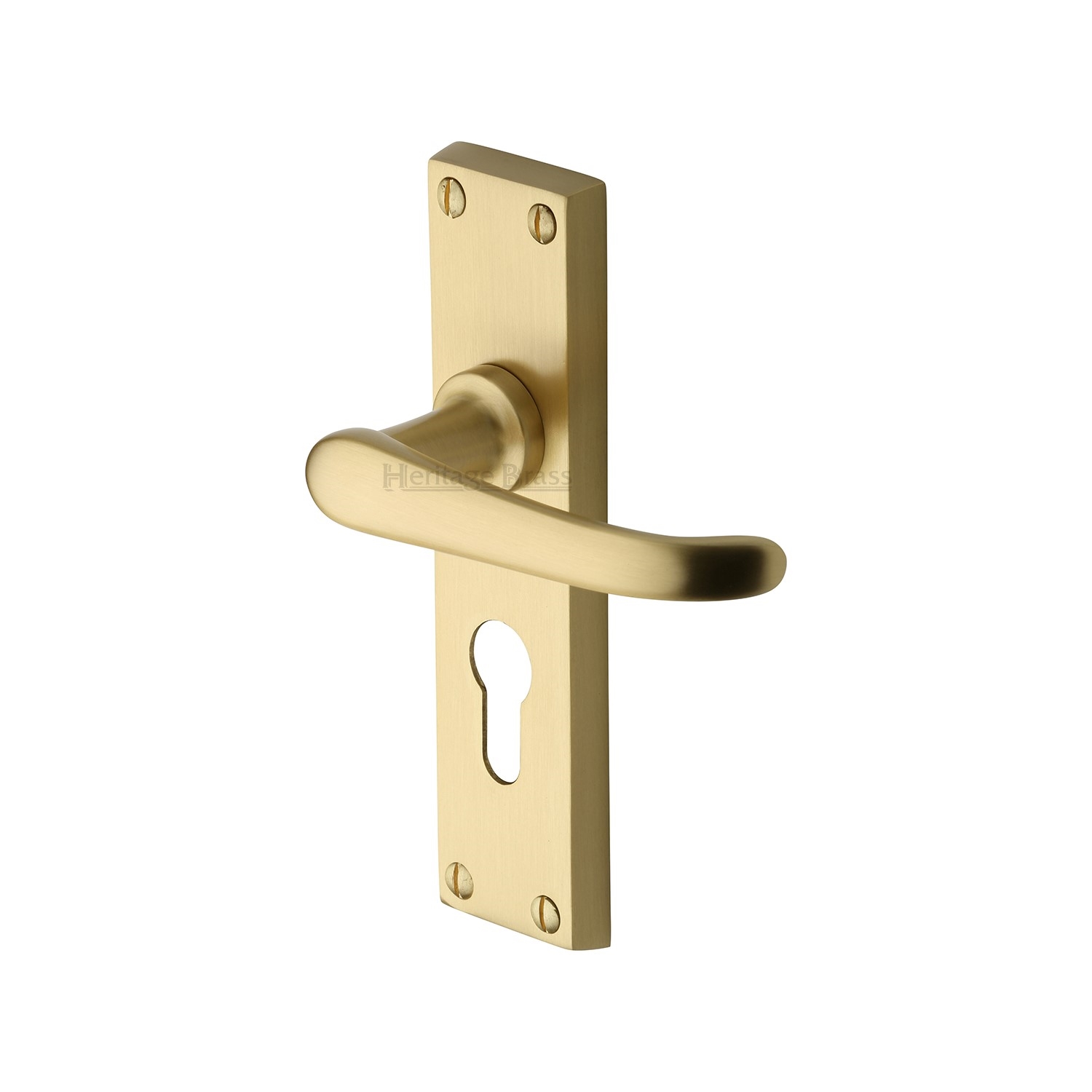 Heritage Brass Door Handle for Euro Profile Plate Windsor Design
