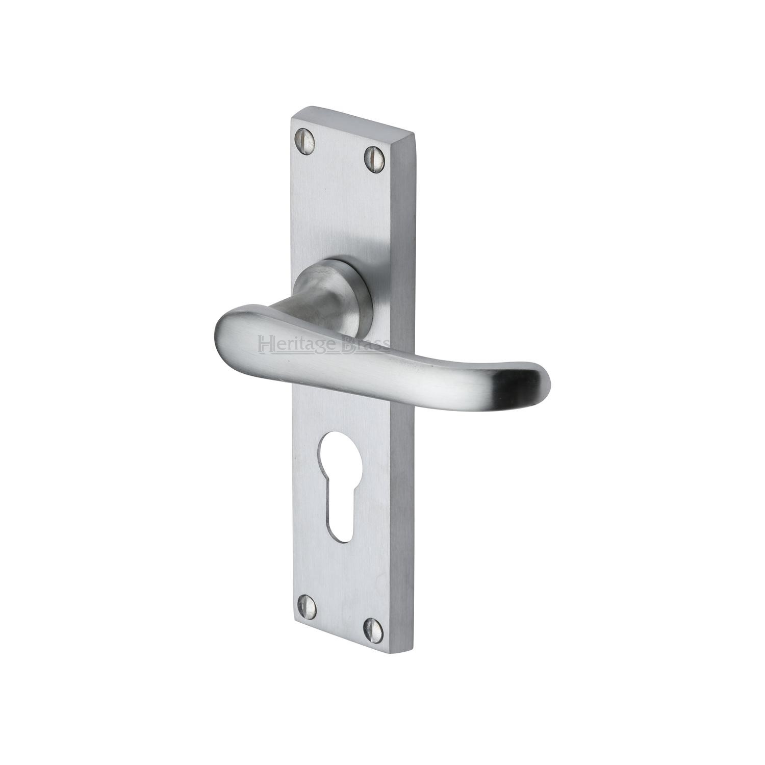 Heritage Brass Door Handle for Euro Profile Plate Windsor Design