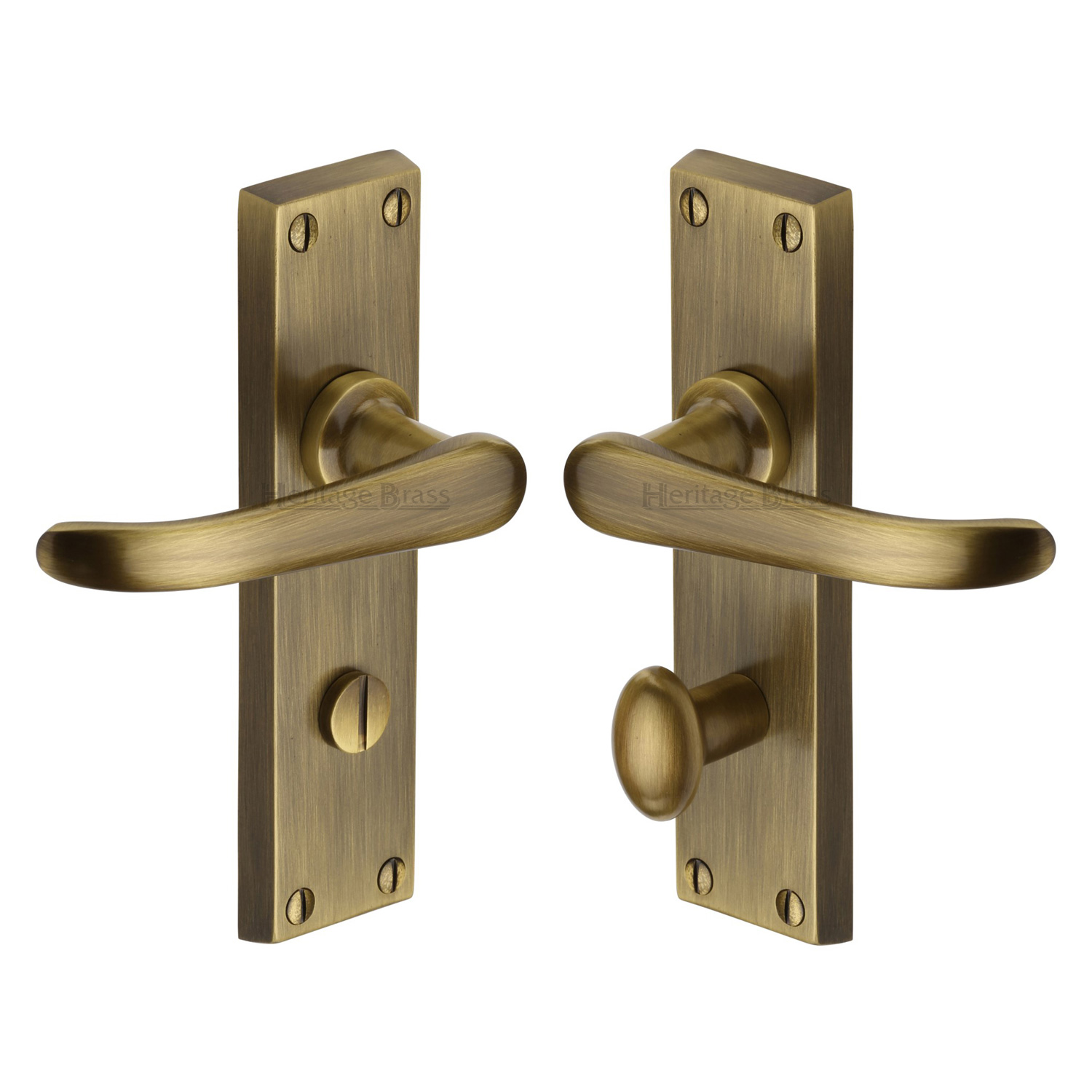 Heritage Brass Door Handle for Bathroom Windsor Design