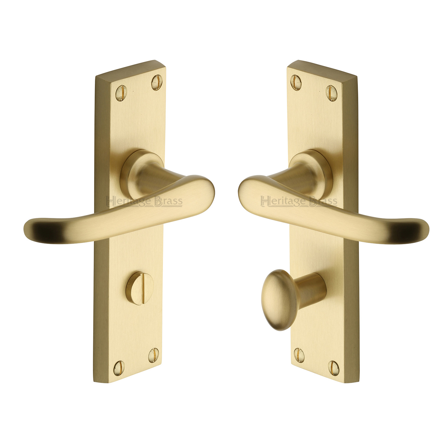 Heritage Brass Door Handle for Bathroom Windsor Design