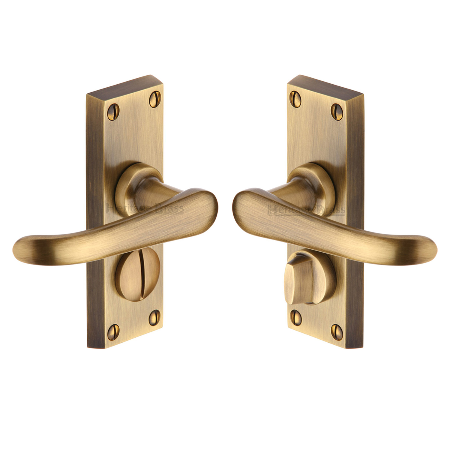 Heritage Brass Door Handle for Privacy Set Windsor Short Design