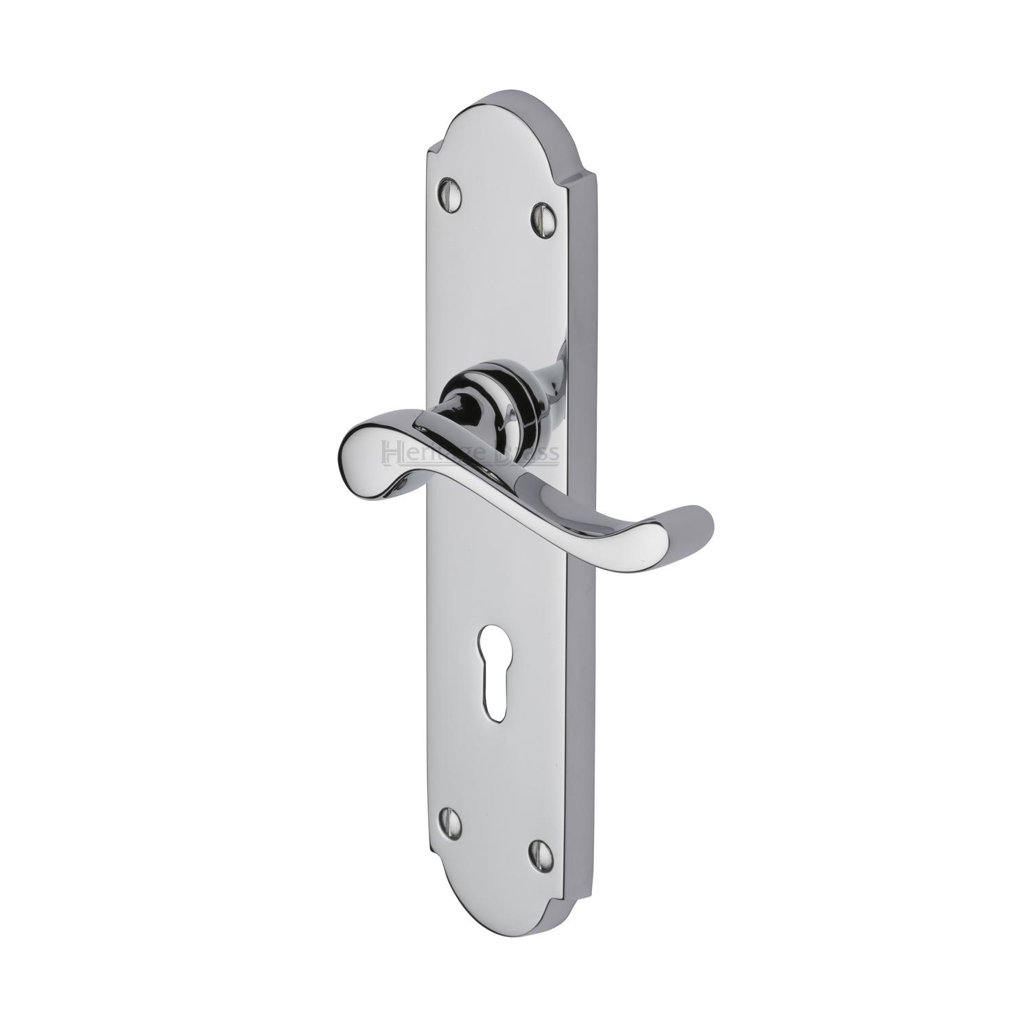 Heritage Brass Door Handle Lever Lock Savoy Long Design