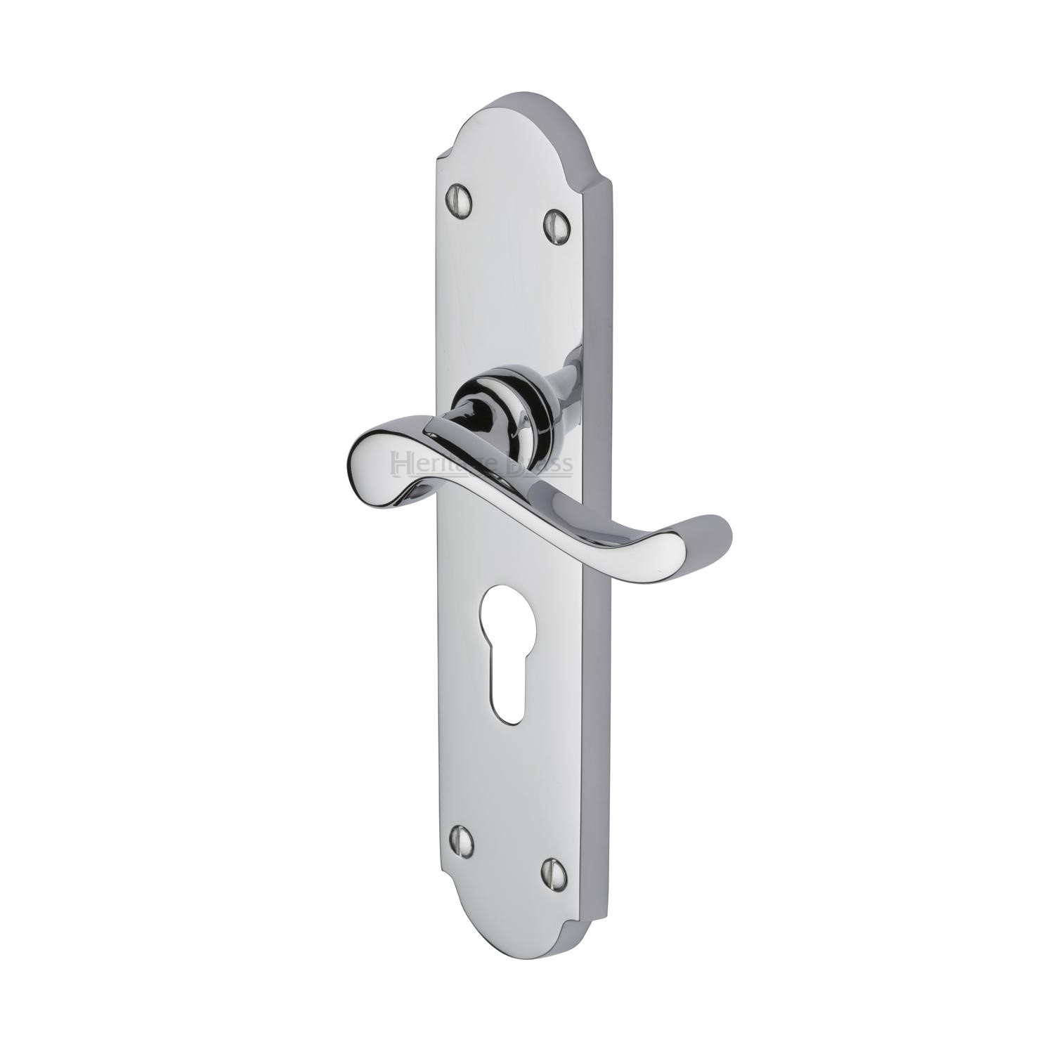 Heritage Brass Door Handle for Euro Profile Plate Savoy Long Design