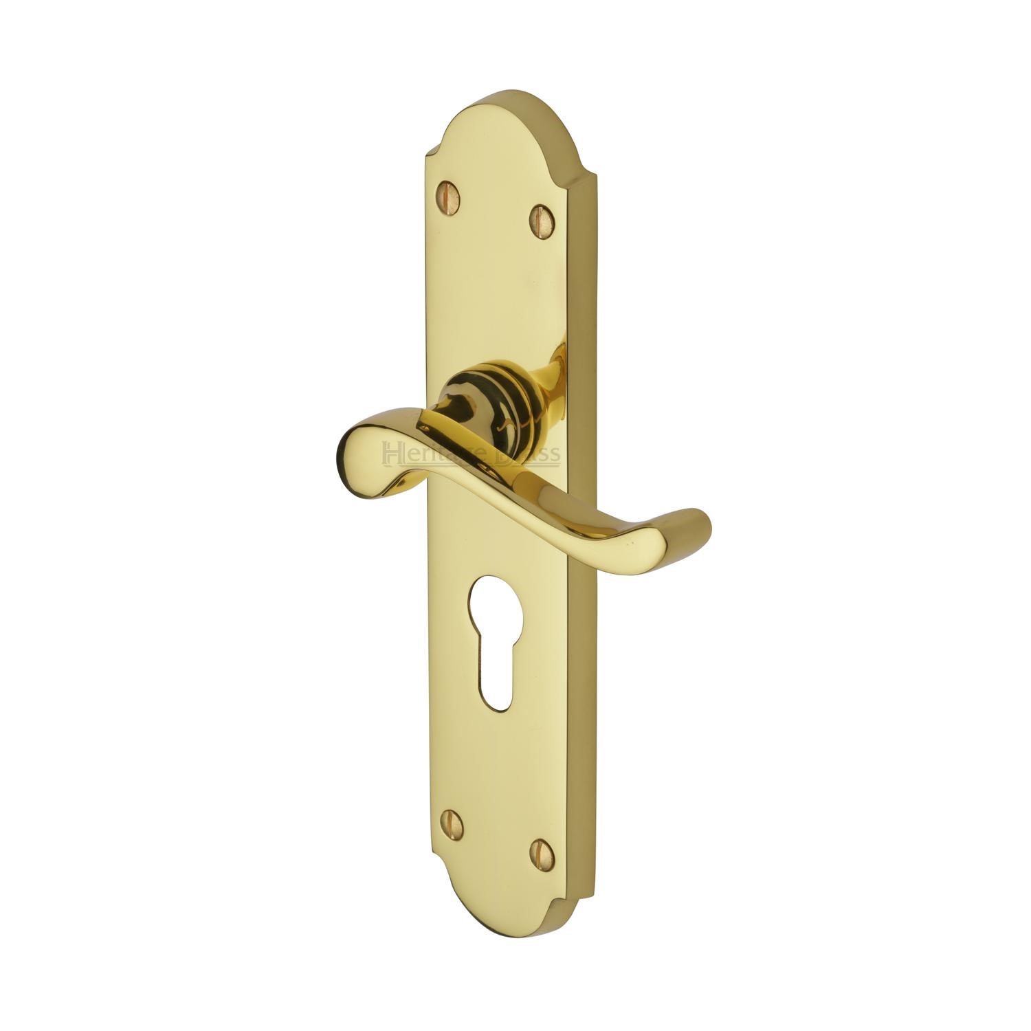 Heritage Brass Door Handle for Euro Profile Plate Savoy Long Design