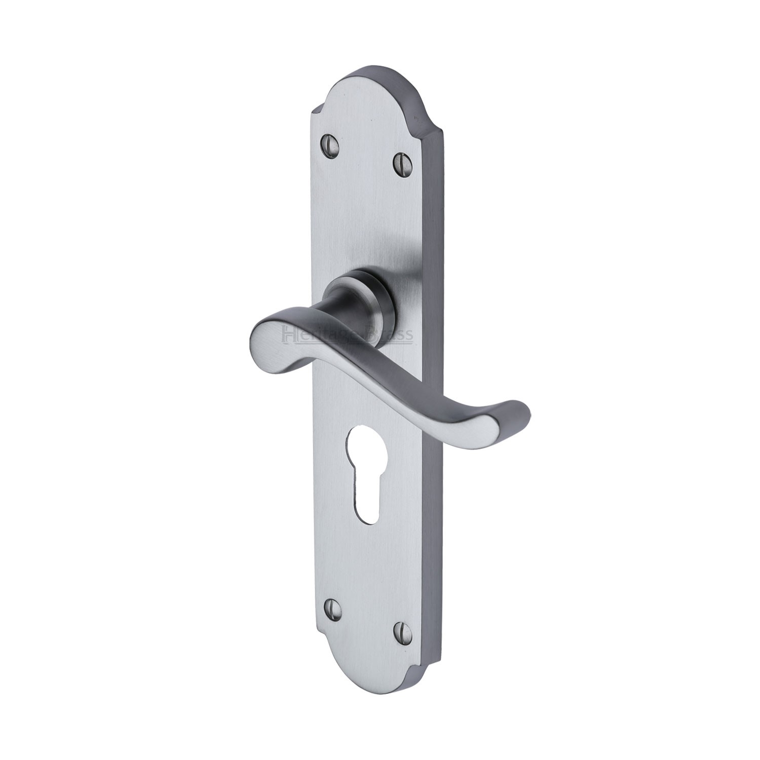 Heritage Brass Door Handle for Euro Profile Plate Savoy Long Design