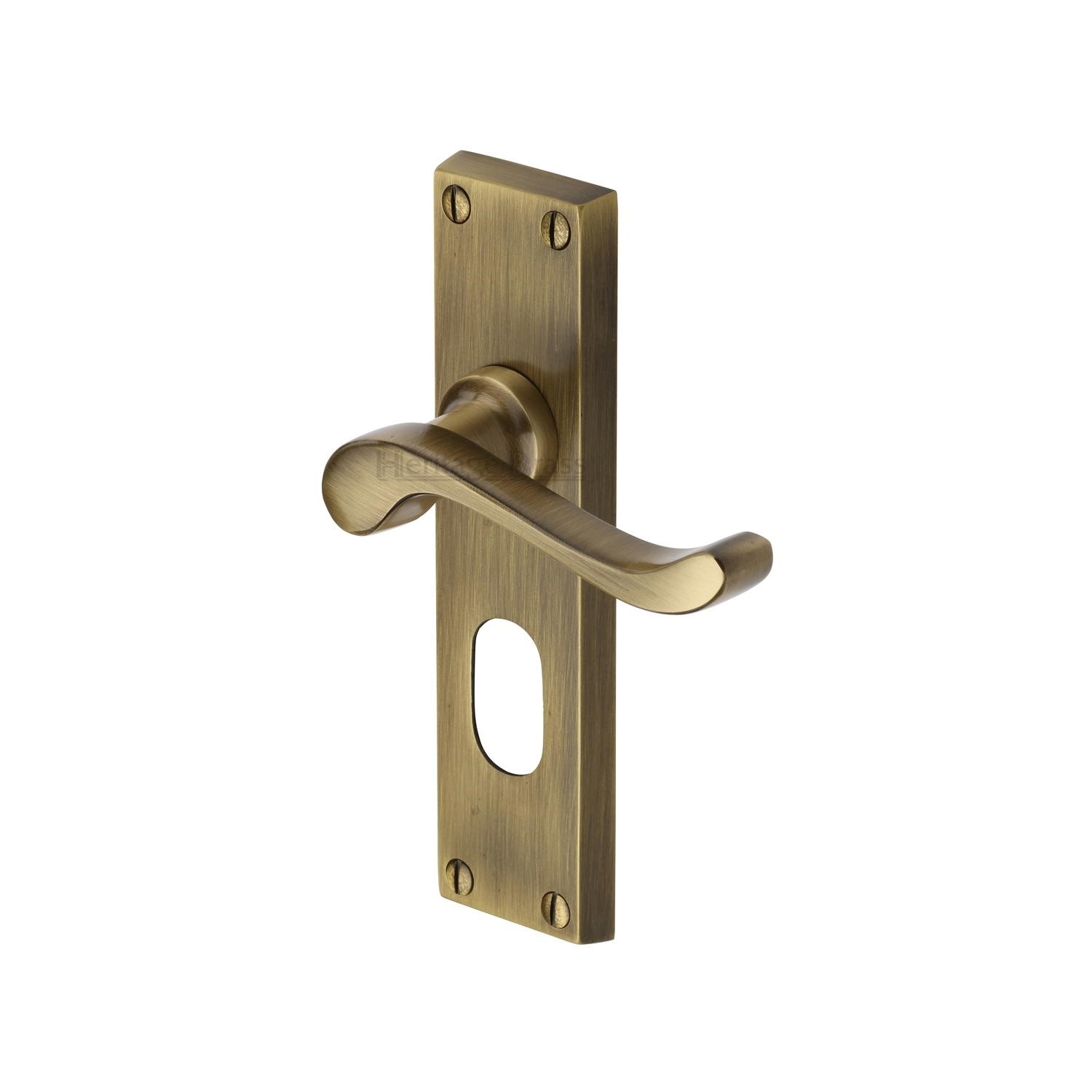 Heritage Brass Door Handle for Oval Profile Plate Bedford Design
