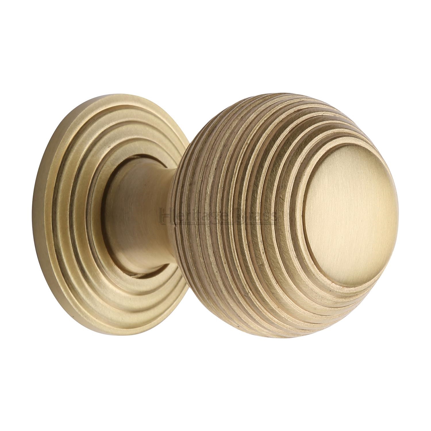 Heritage Brass Cabinet Knob Reeded Design 32mm