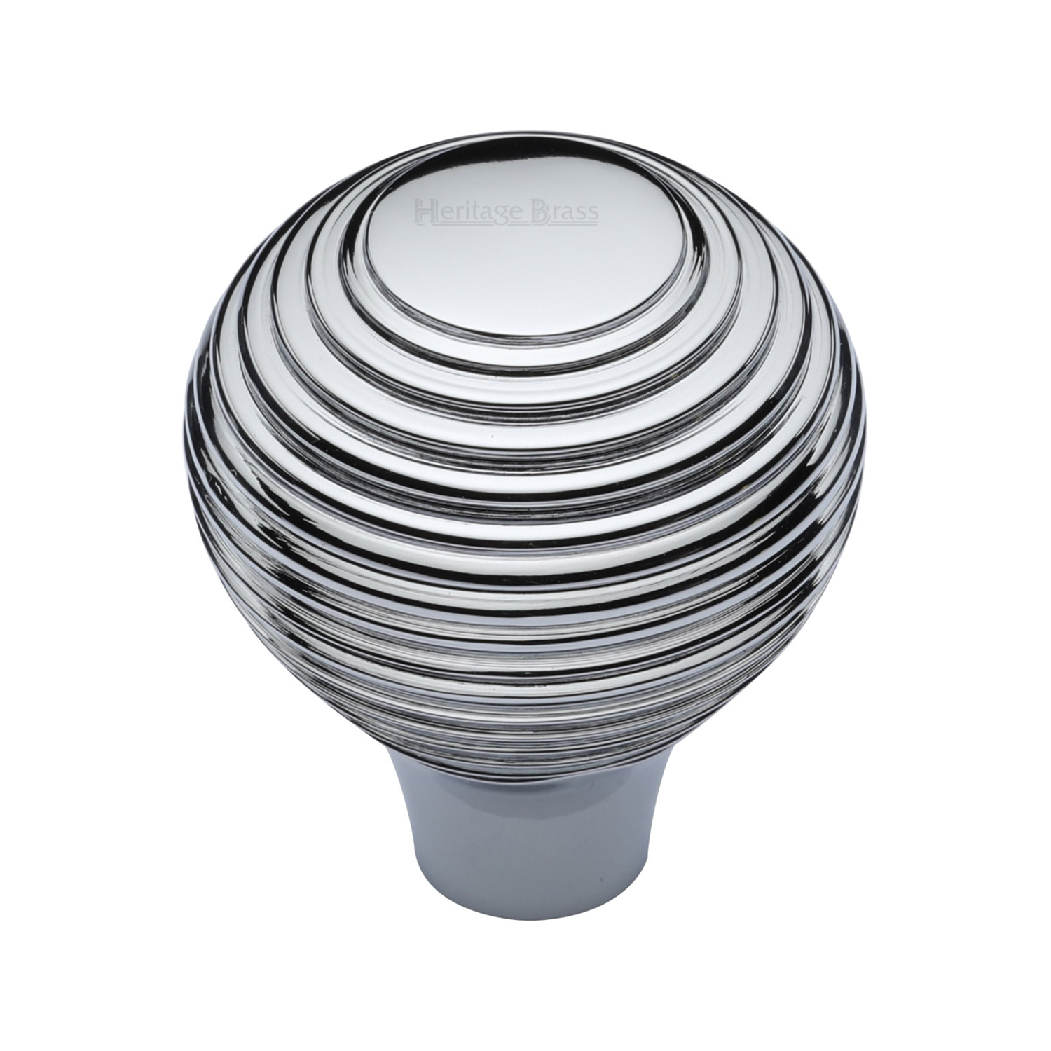 Heritage Brass Cabinet Knob Reeded Design 38mm
