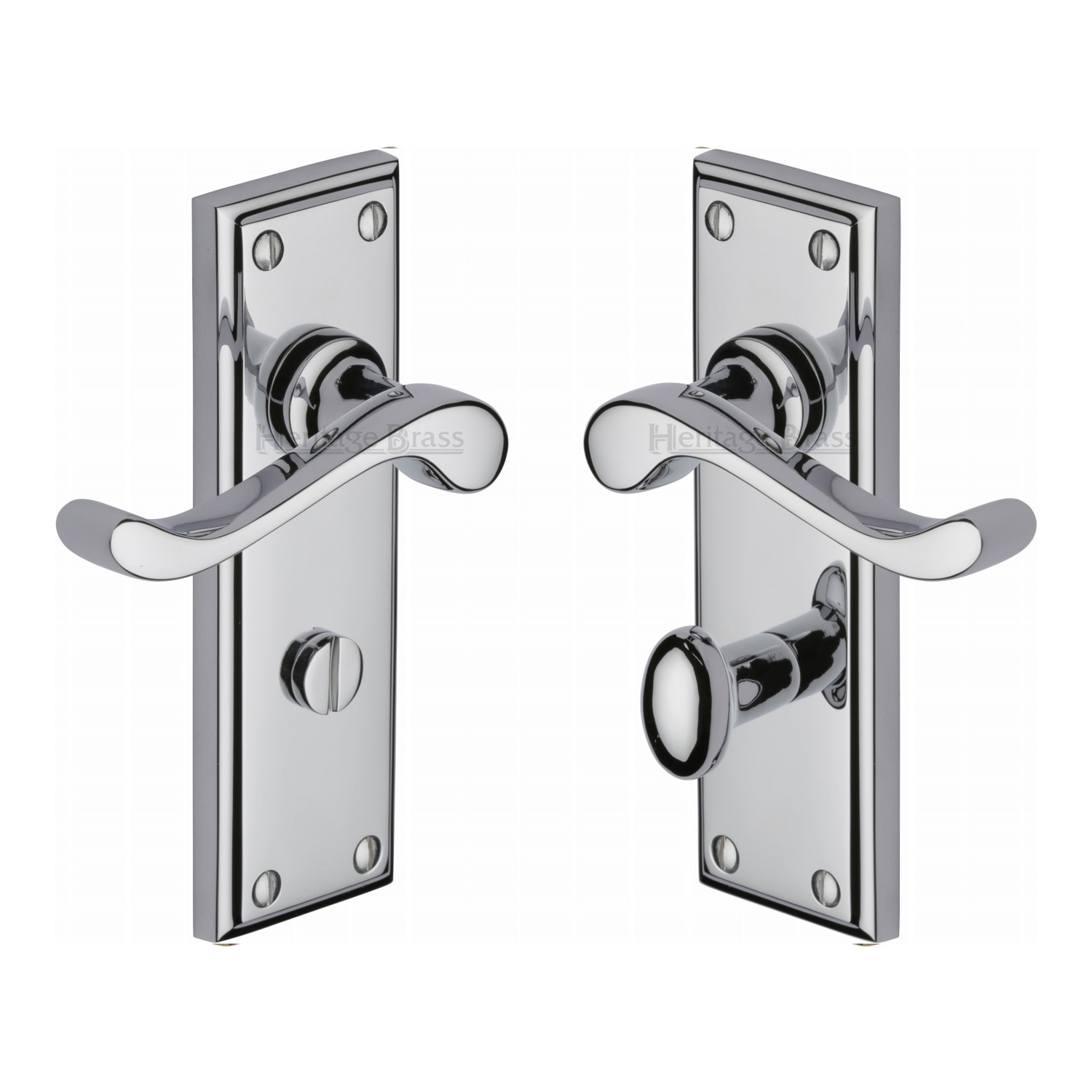 Heritage Brass Door Handle for Bathroom Edwardian Design