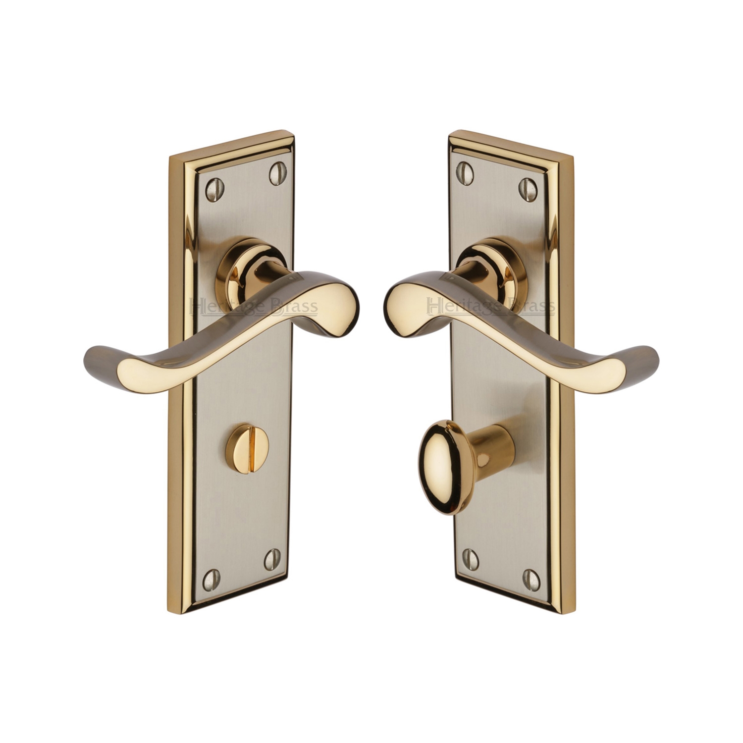 Heritage Brass Door Handle for Bathroom Edwardian Design