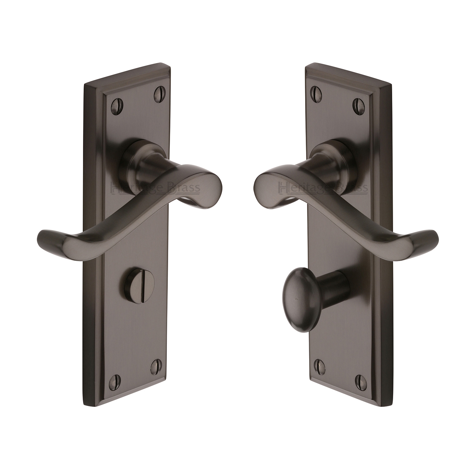 Heritage Brass Door Handle for Bathroom Edwardian Design