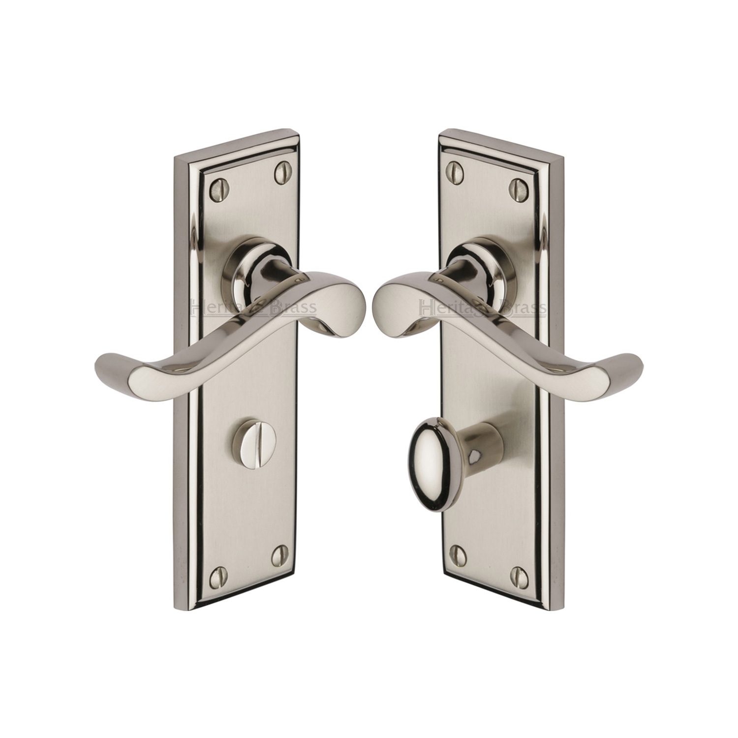 Heritage Brass Door Handle for Bathroom Edwardian Design