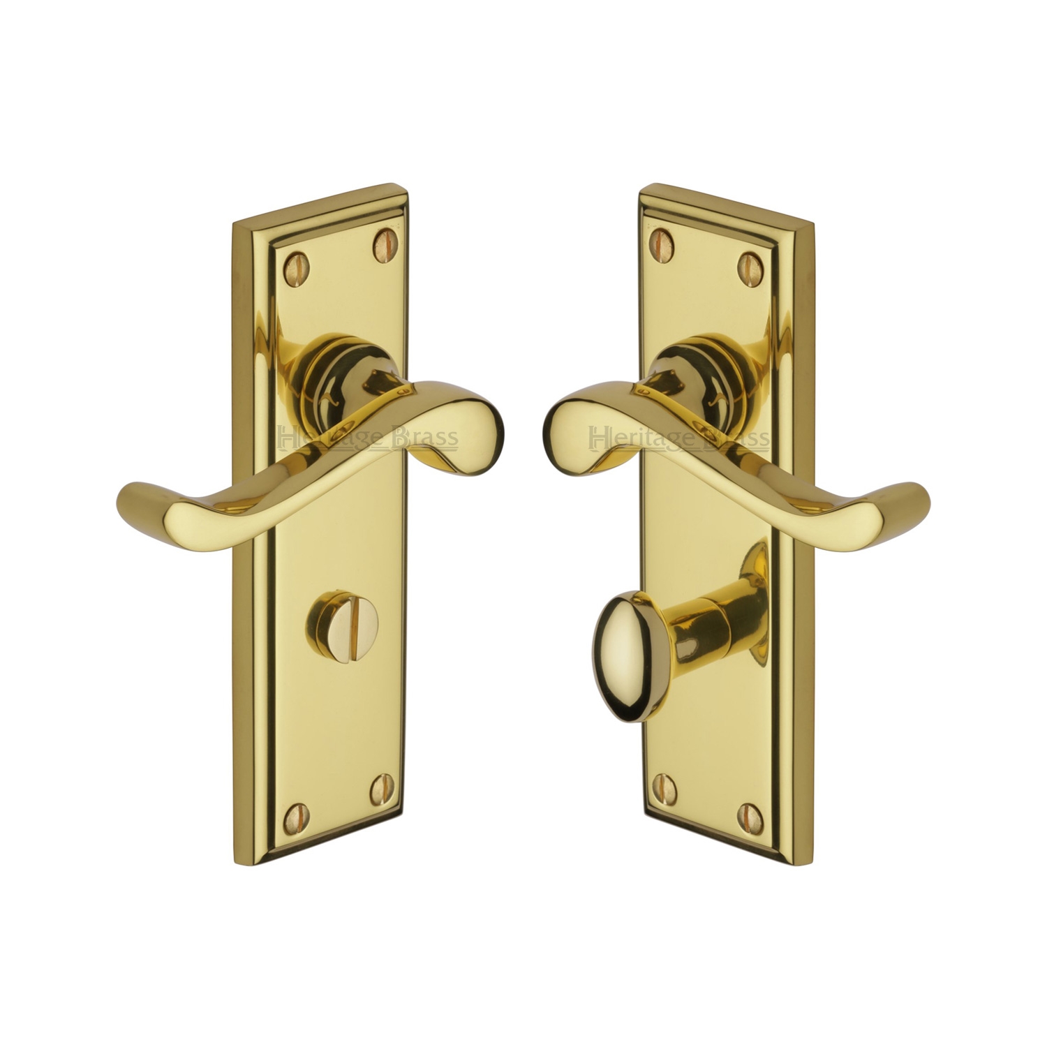 Heritage Brass Door Handle for Bathroom Edwardian Design