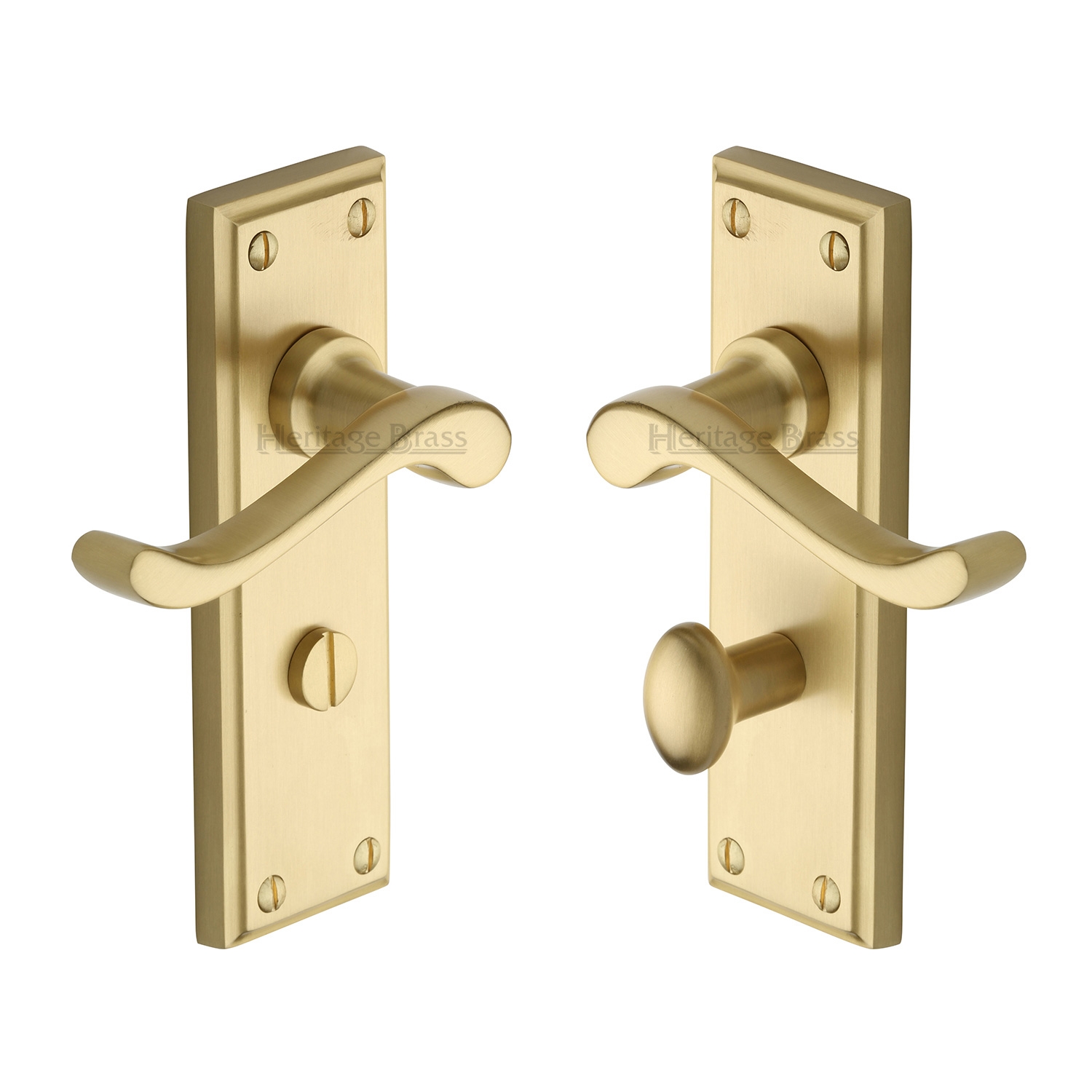 Heritage Brass Door Handle for Bathroom Edwardian Design