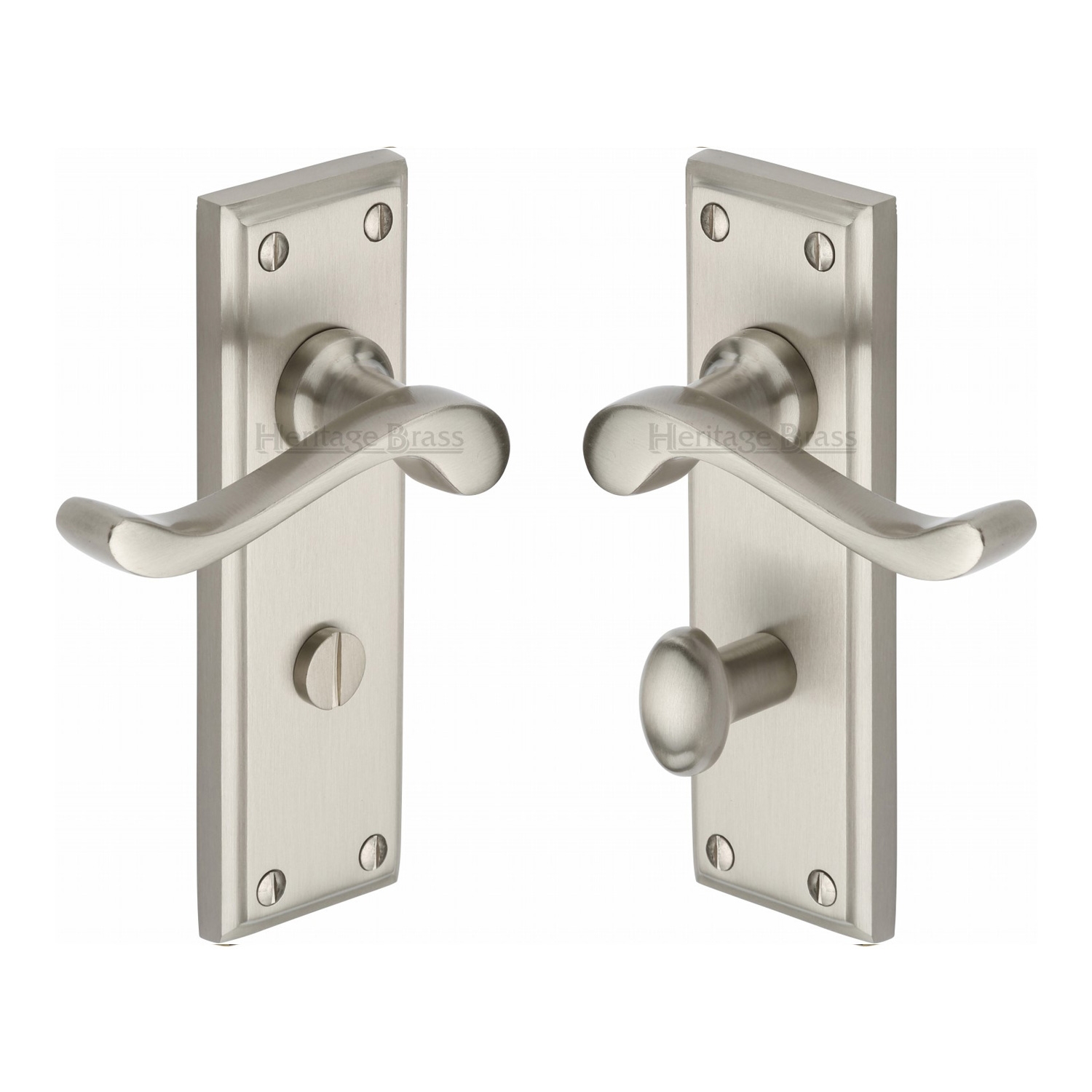 Heritage Brass Door Handle for Bathroom Edwardian Design