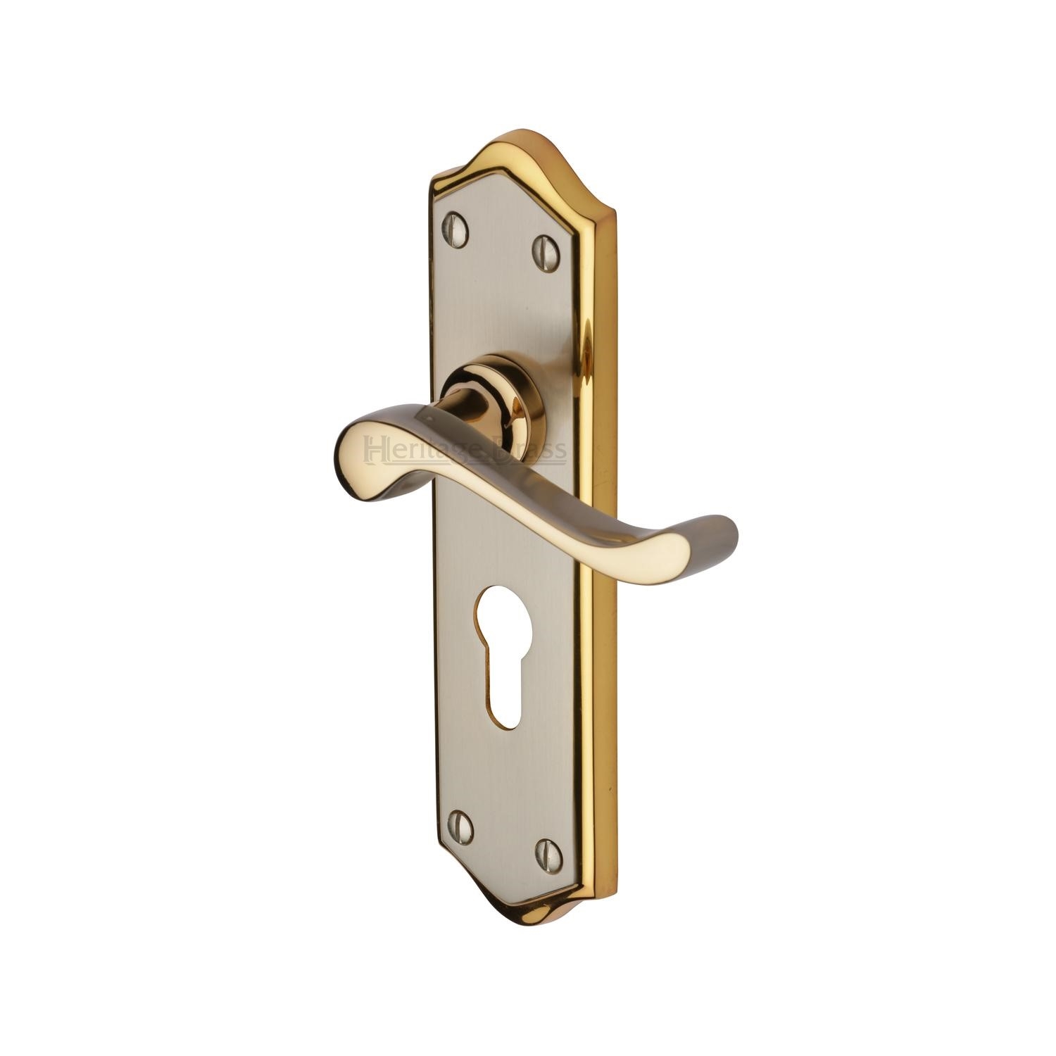 Heritage Brass Door Handle for Euro Profile Plate Buckingham Design