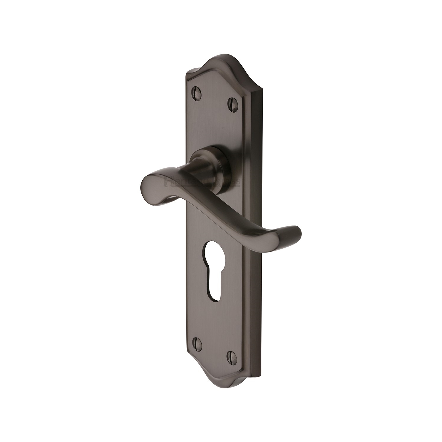 Heritage Brass Door Handle for Euro Profile Plate Buckingham Design