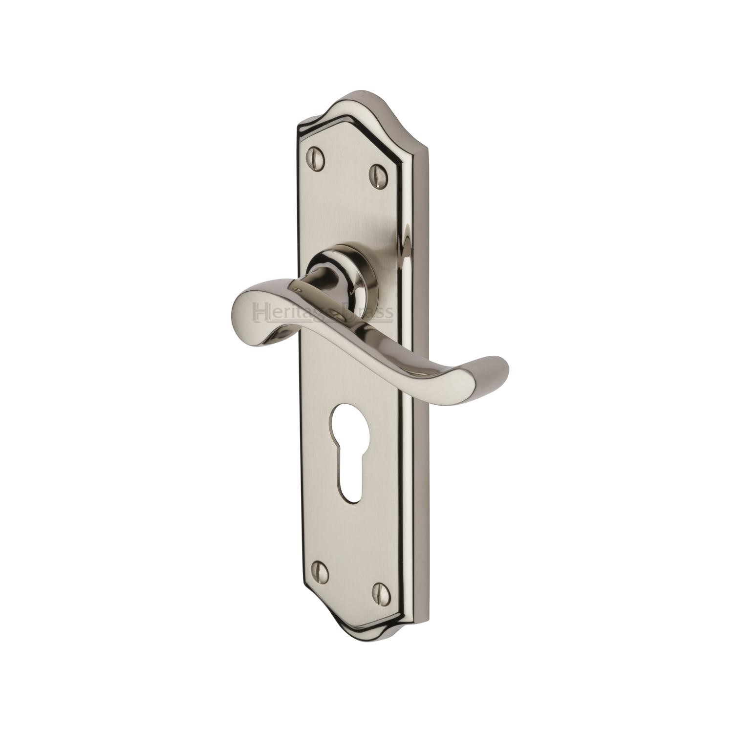 Heritage Brass Door Handle for Euro Profile Plate Buckingham Design