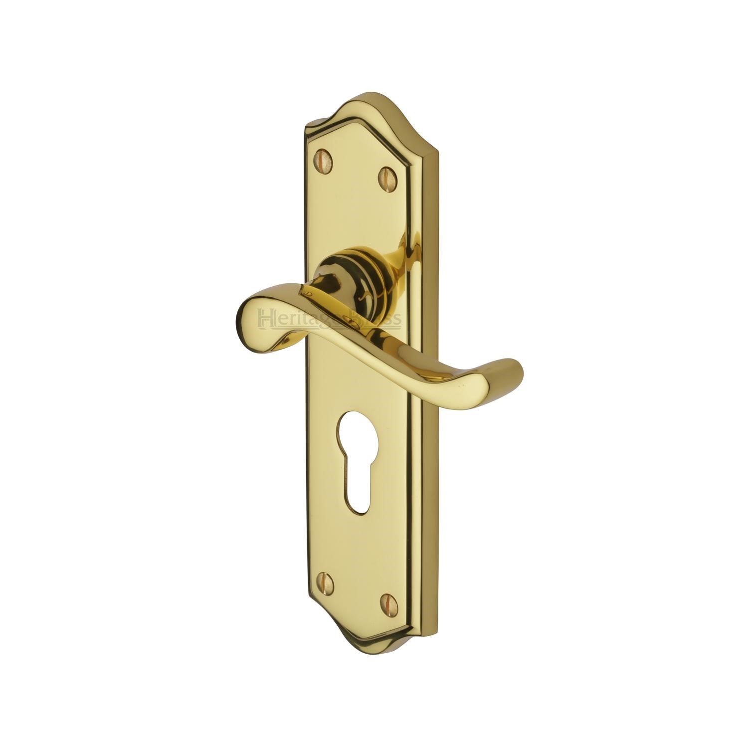 Heritage Brass Door Handle for Euro Profile Plate Buckingham Design