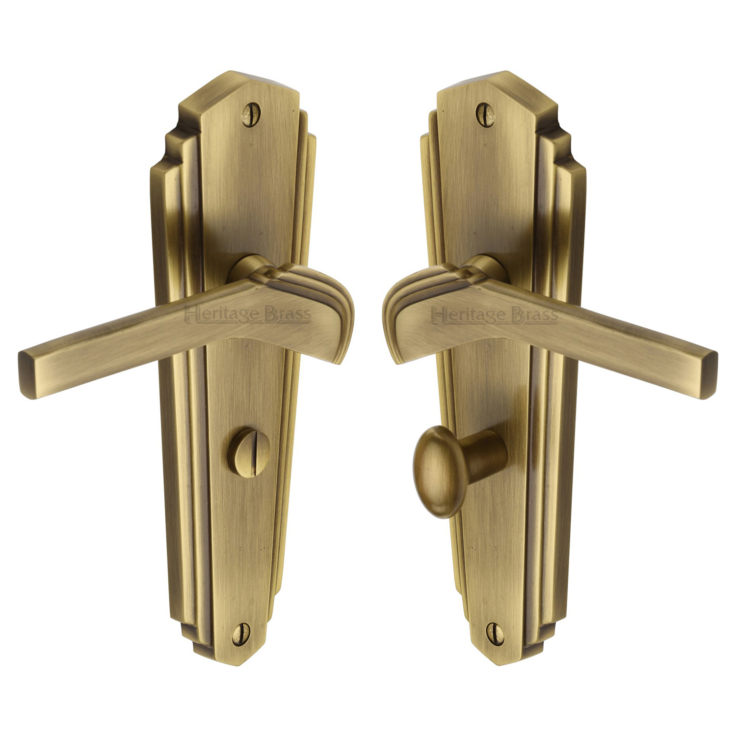 Heritage Brass Door Handle for Bathroom Waldorf Design
