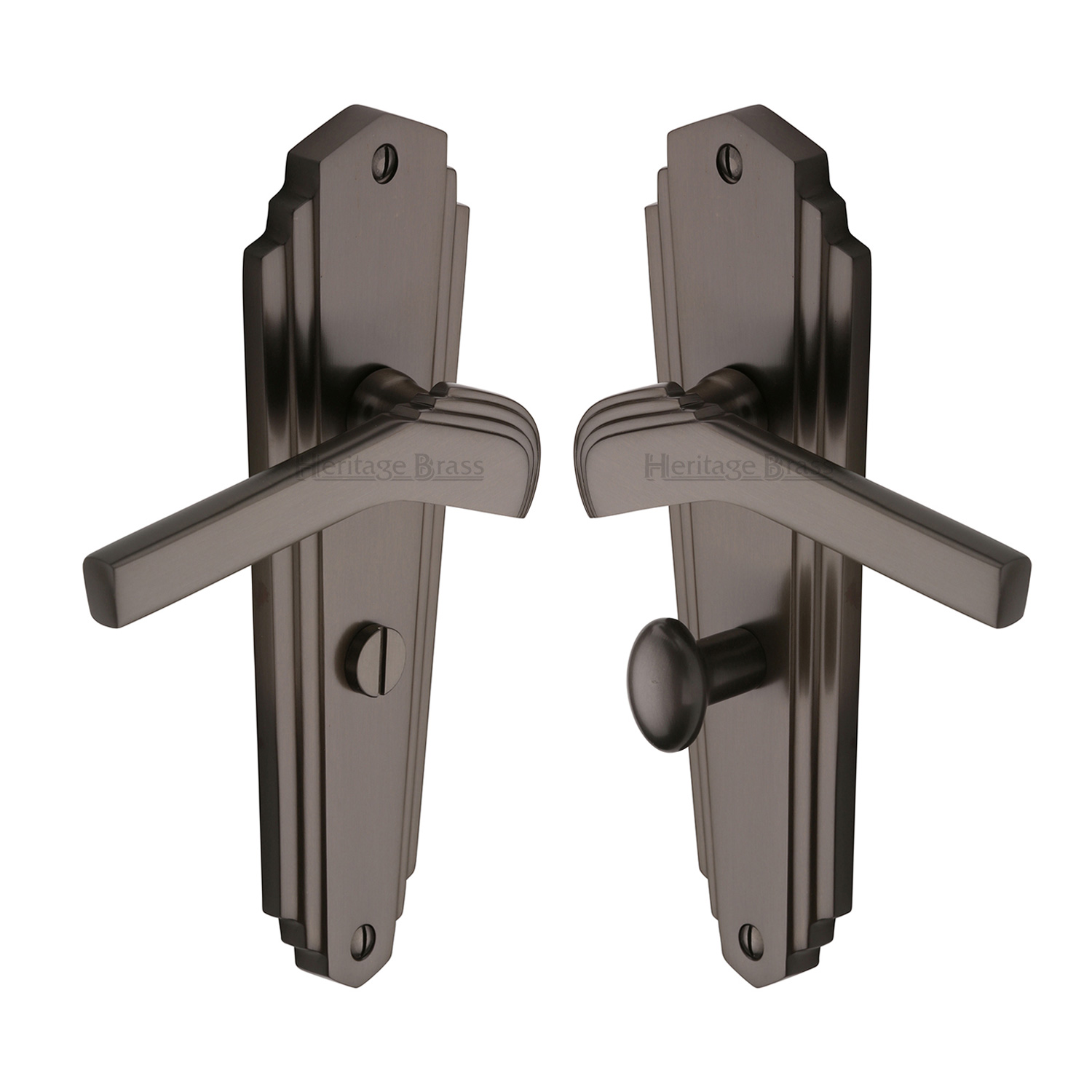 Heritage Brass Door Handle for Bathroom Waldorf Design