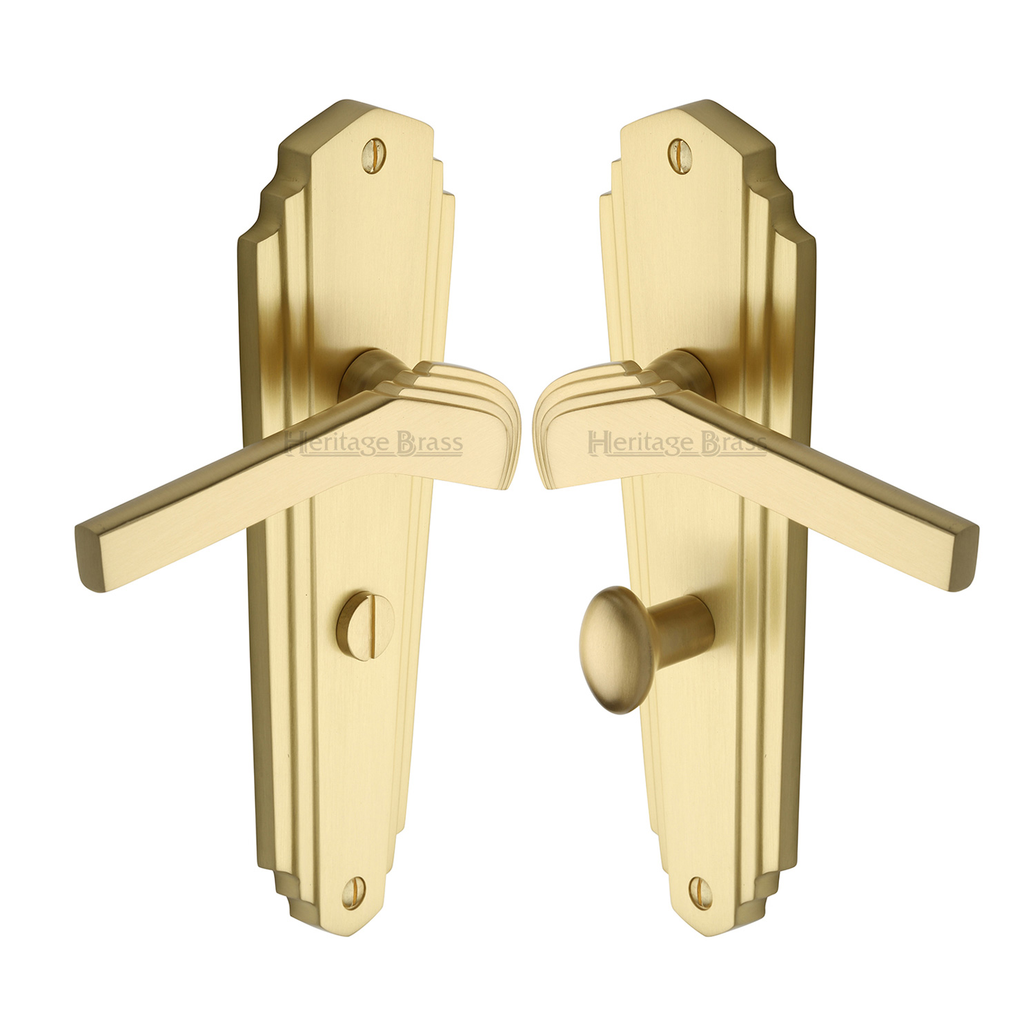 Heritage Brass Door Handle for Bathroom Waldorf Design