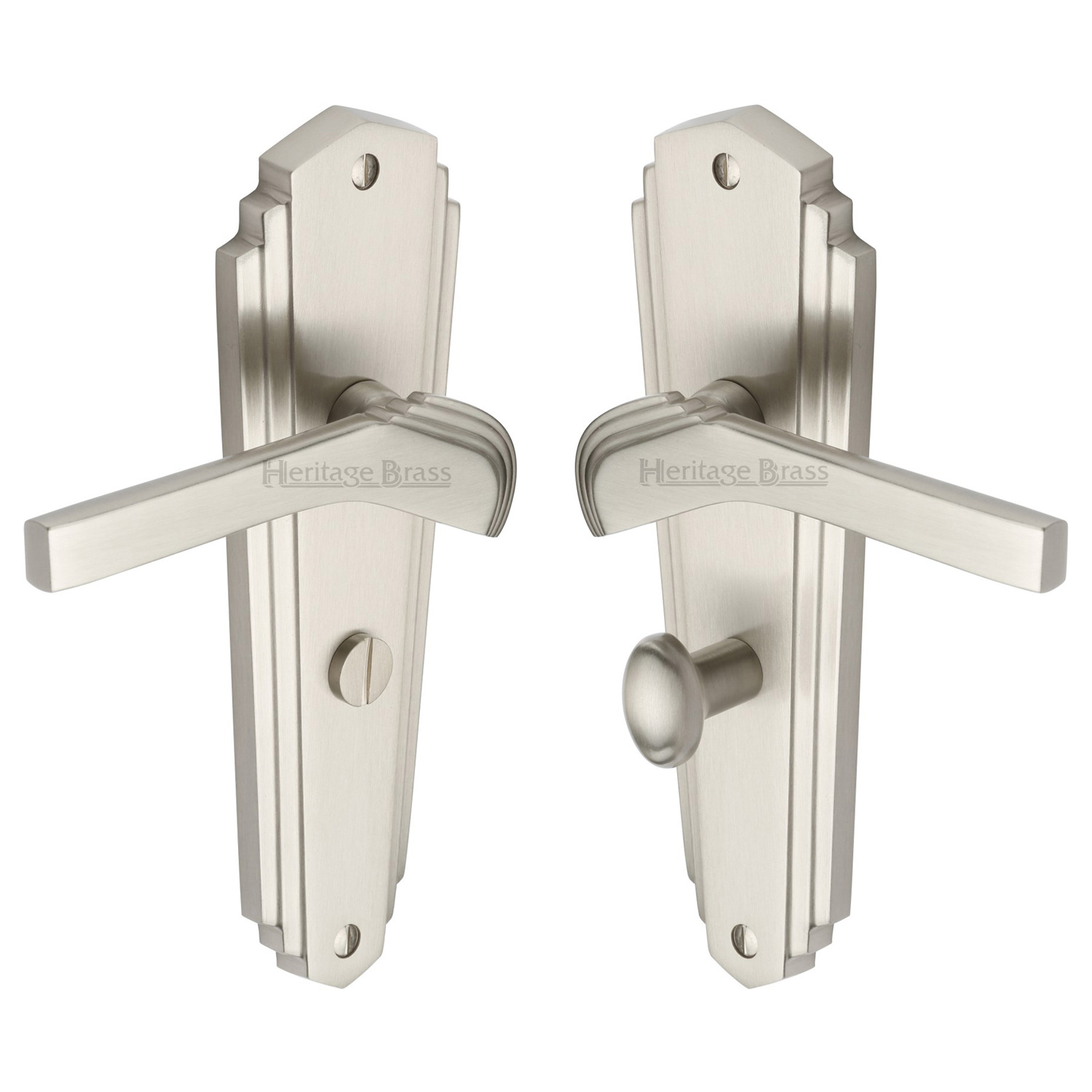 Heritage Brass Door Handle for Bathroom Waldorf Design