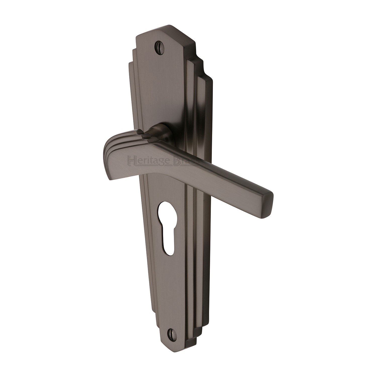 Heritage Brass Door Handle for Euro Profile Plate Waldorf Design
