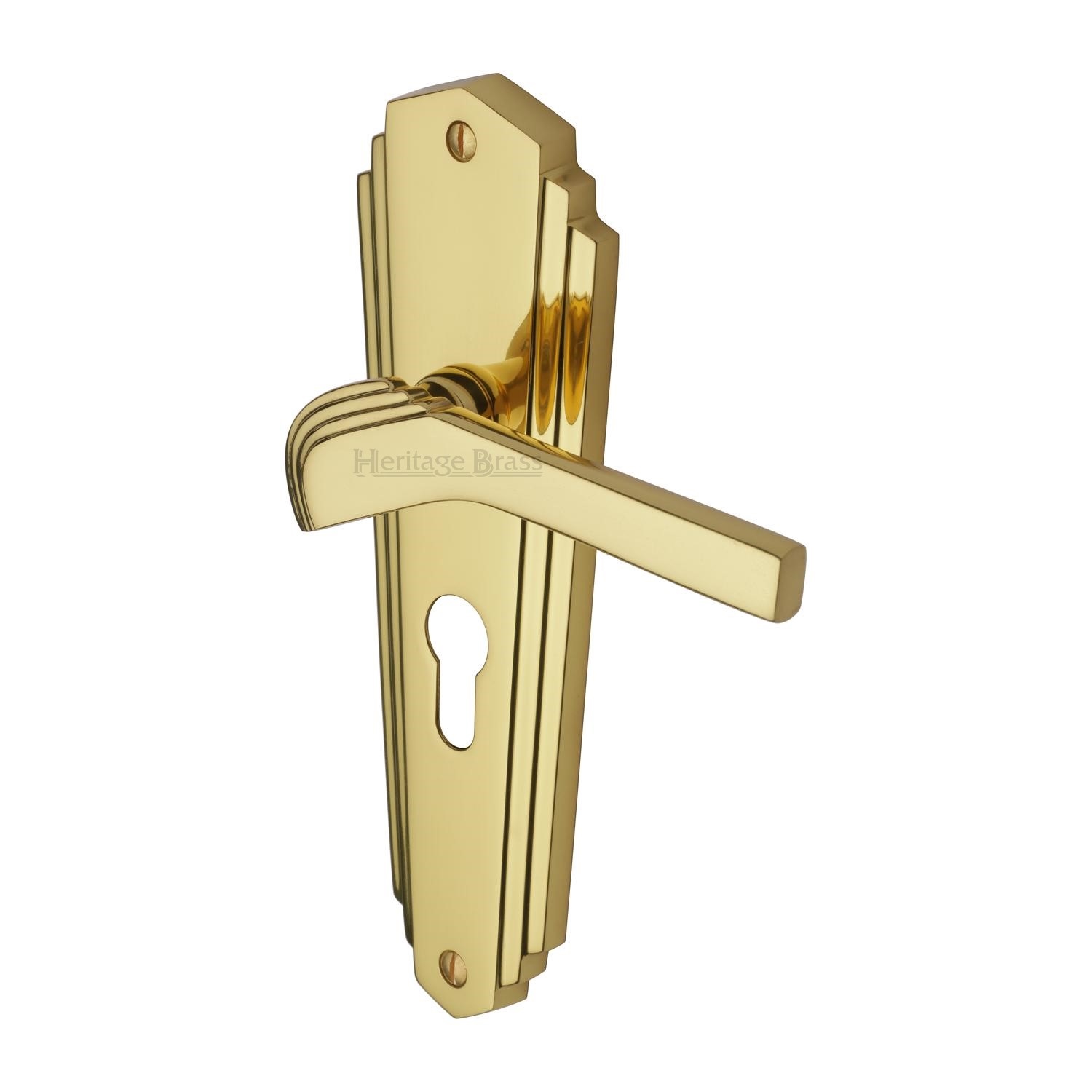 Heritage Brass Door Handle for Euro Profile Plate Waldorf Design