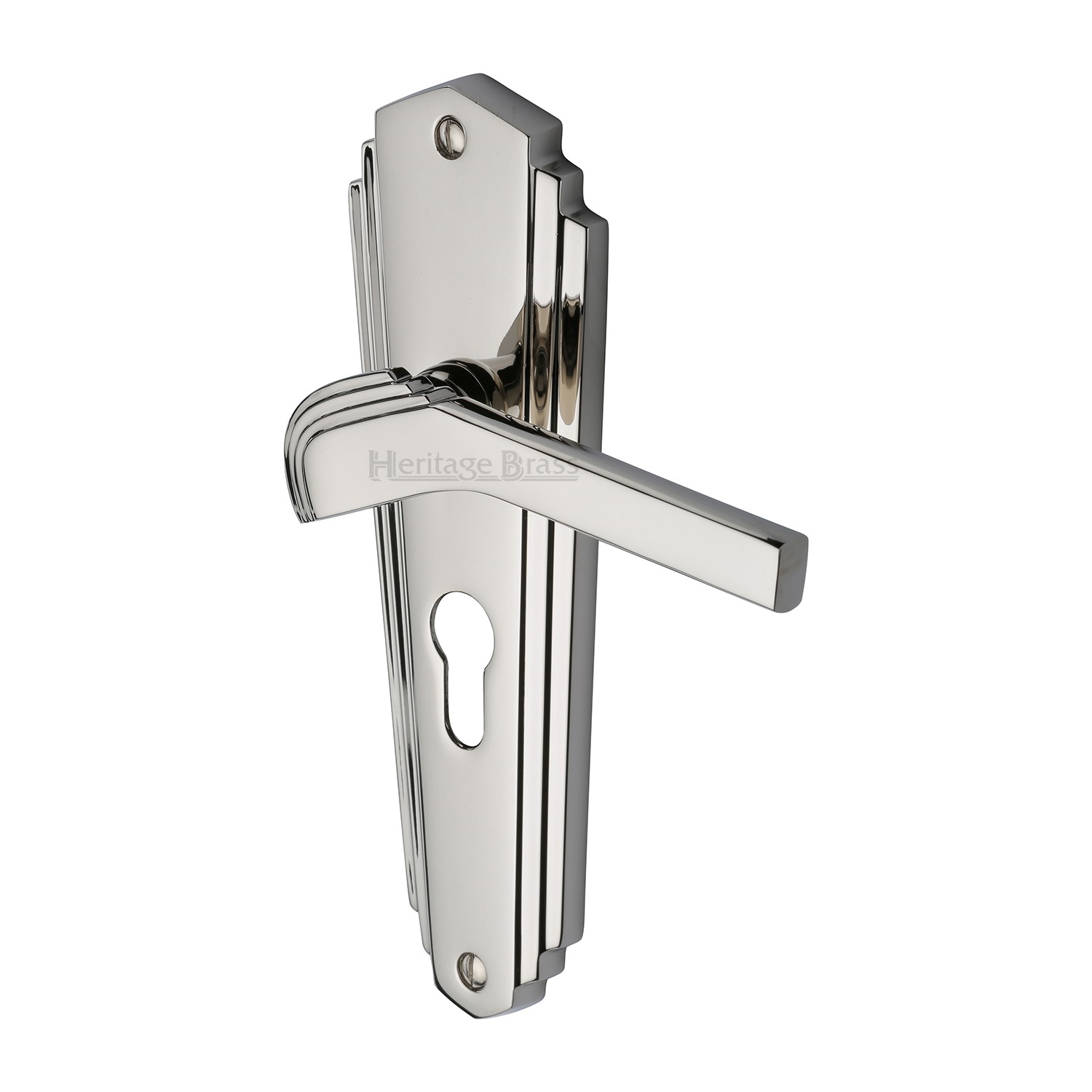 Heritage Brass Door Handle for Euro Profile Plate Waldorf Design