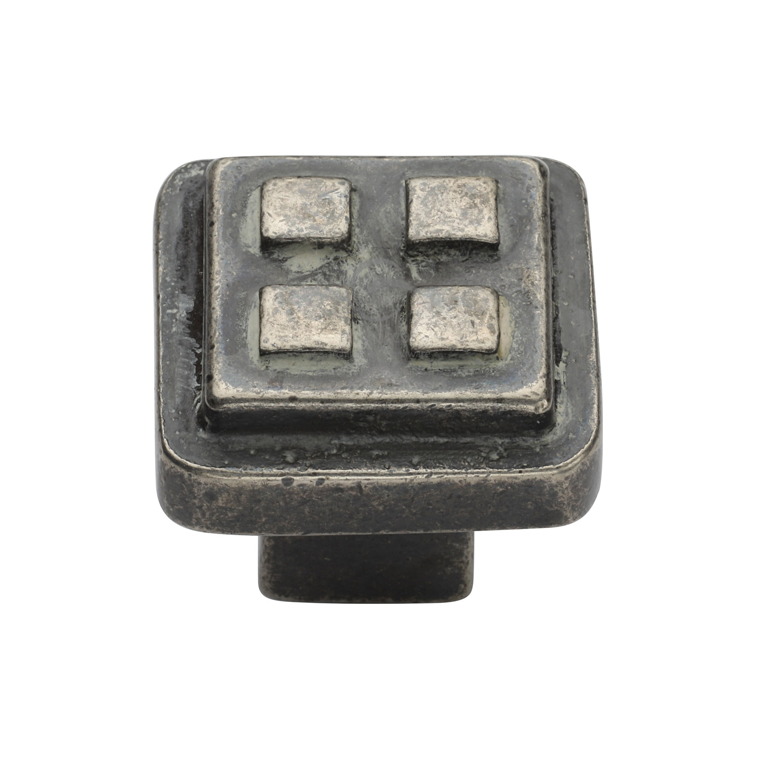 White Bronze Rustic Cabinet Knob Square Craft Design 32mm