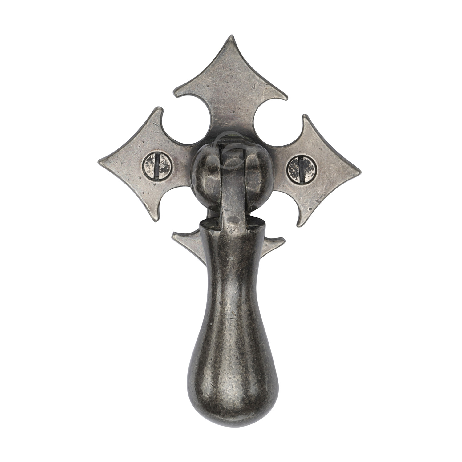 White Bronze Rustic Fleur-De-Lys Cabinet Drop Pull