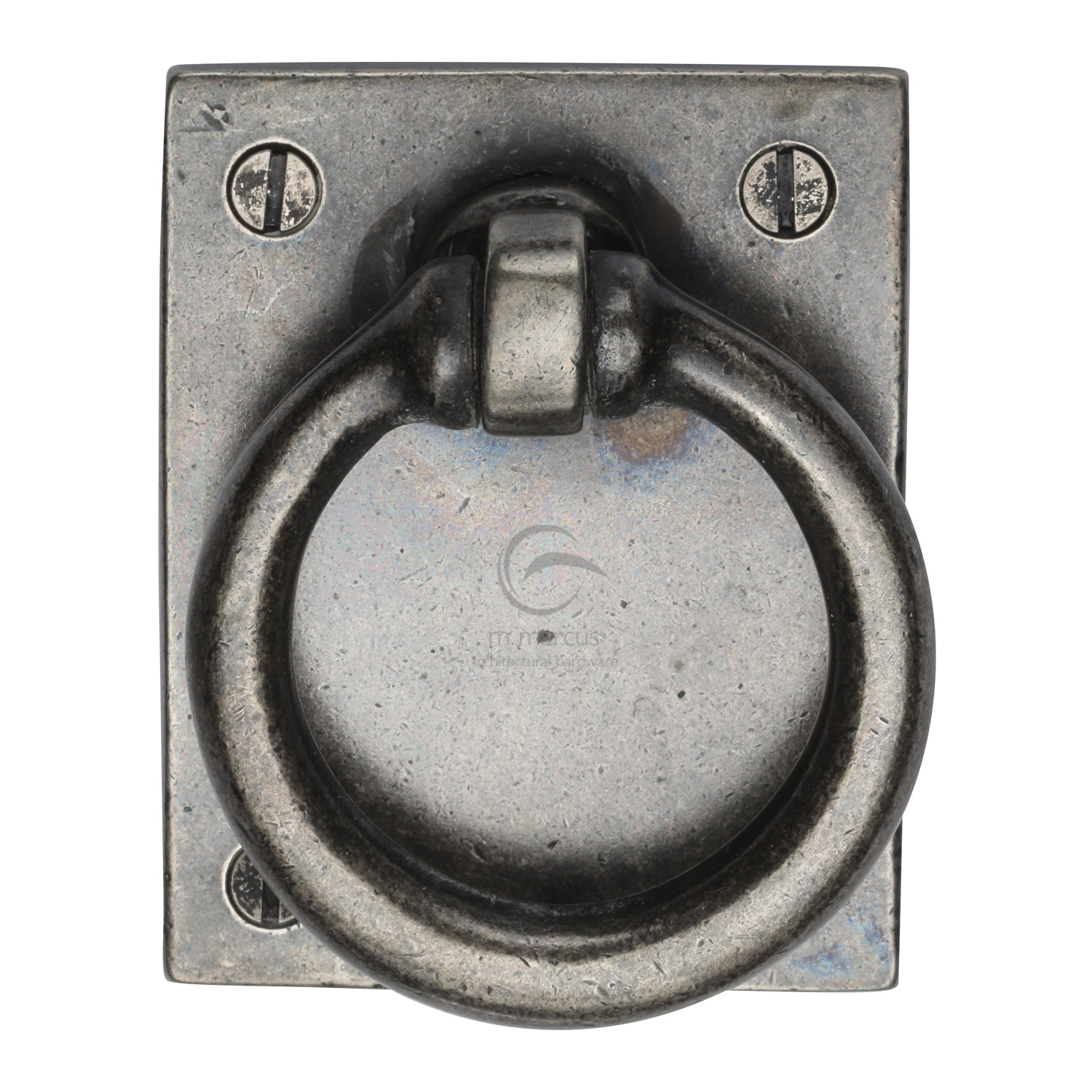 White Bronze Rustic Ring Drop Pull on Plate