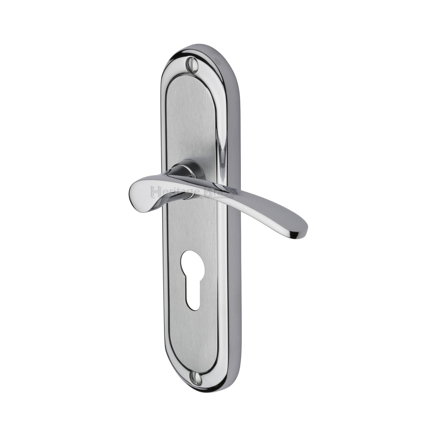 Heritage Brass Door Handle for Euro Profile Plate Ambassador Design