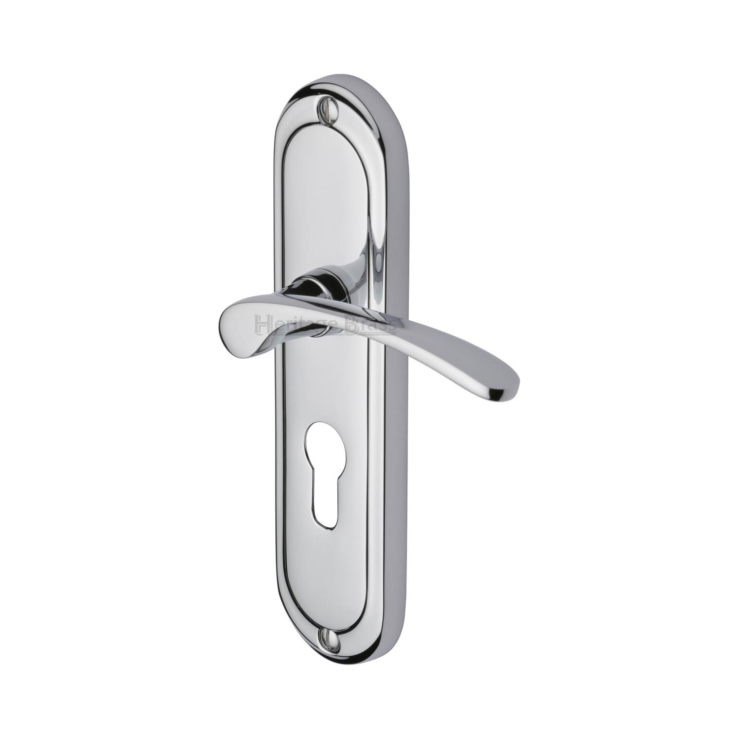 Heritage Brass Door Handle for Euro Profile Plate Ambassador Design