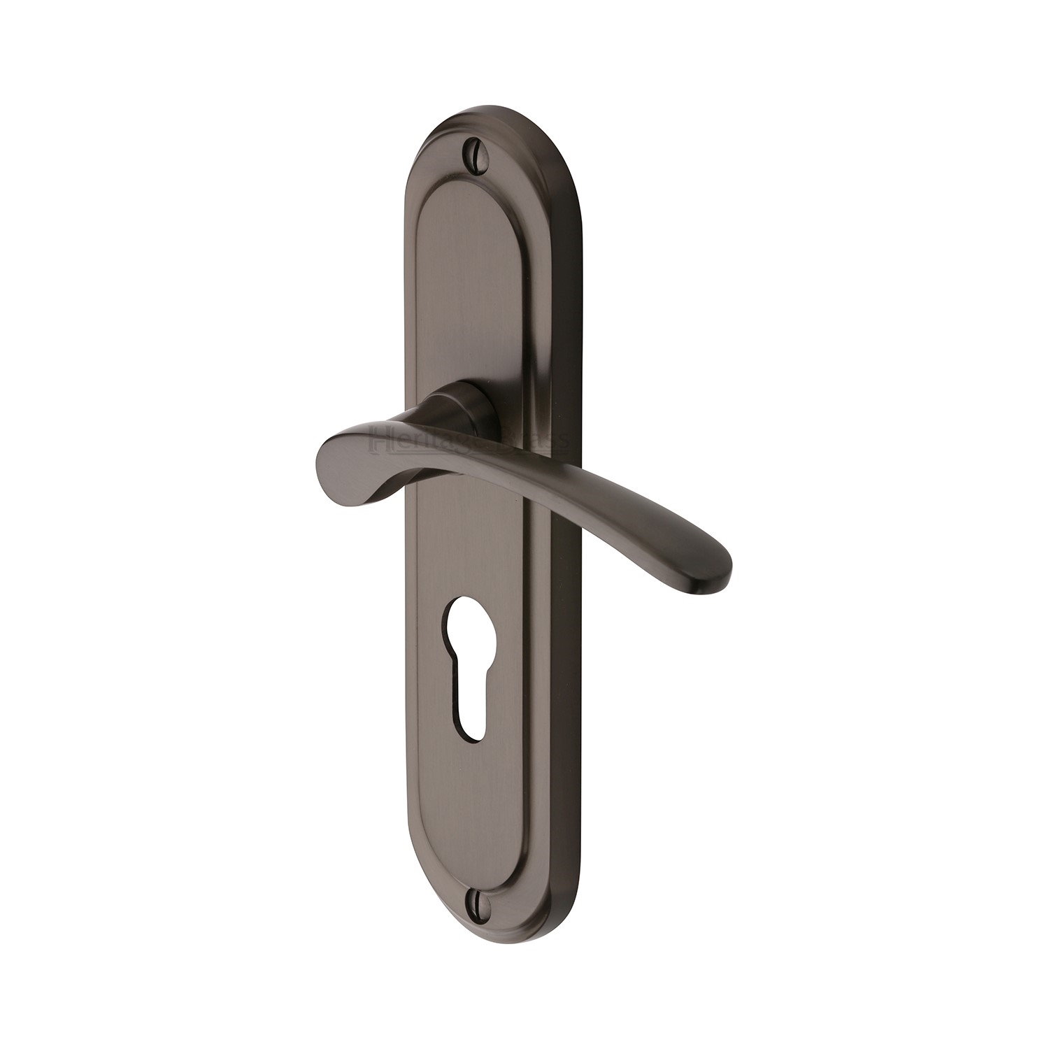 Heritage Brass Door Handle for Euro Profile Plate Ambassador Design