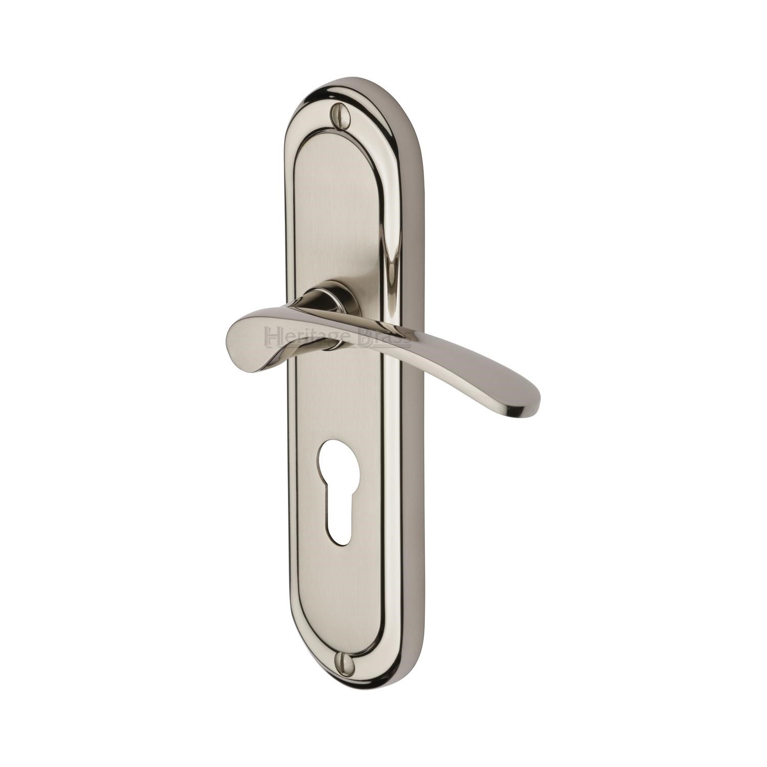 Heritage Brass Door Handle for Euro Profile Plate Ambassador Design