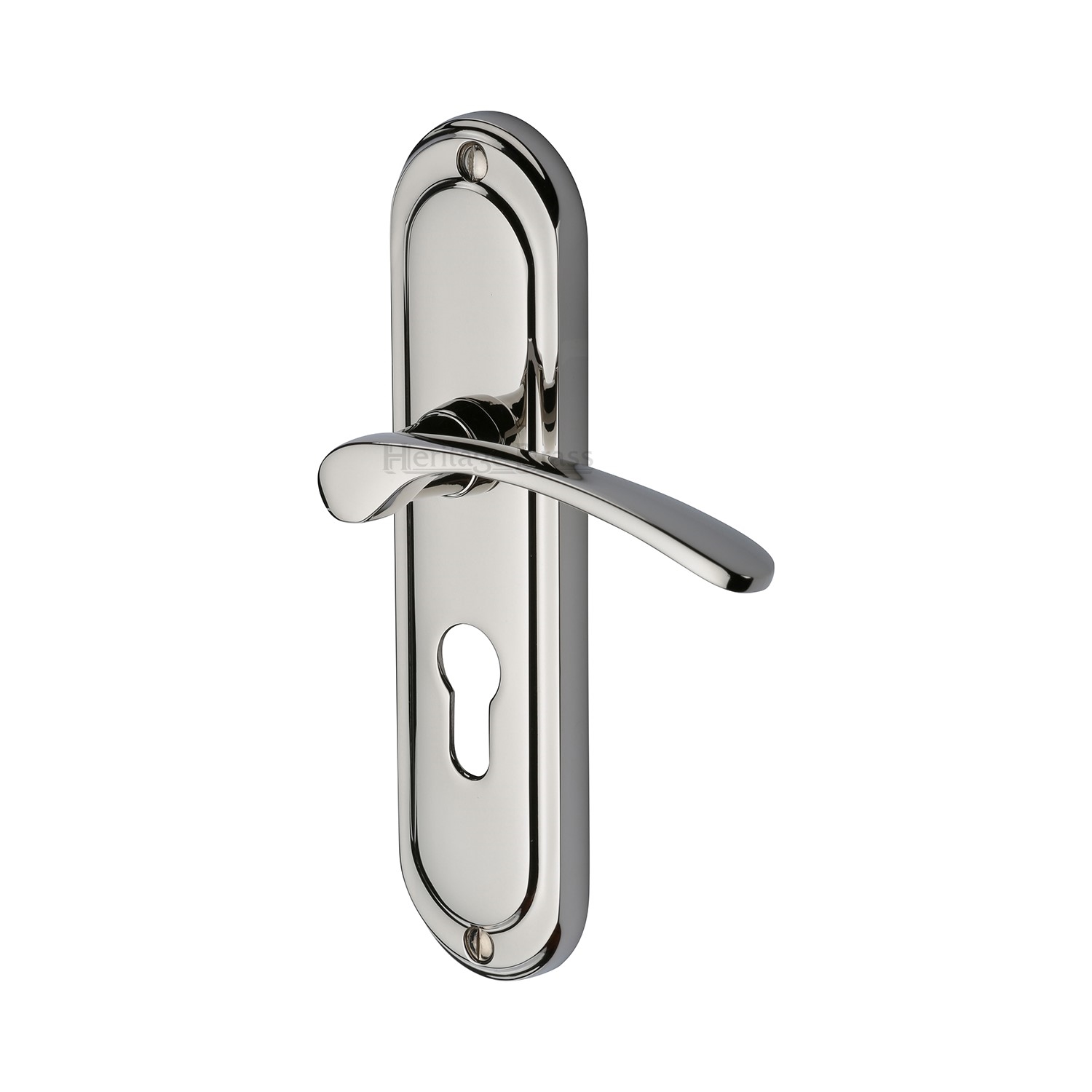 Heritage Brass Door Handle for Euro Profile Plate Ambassador Design